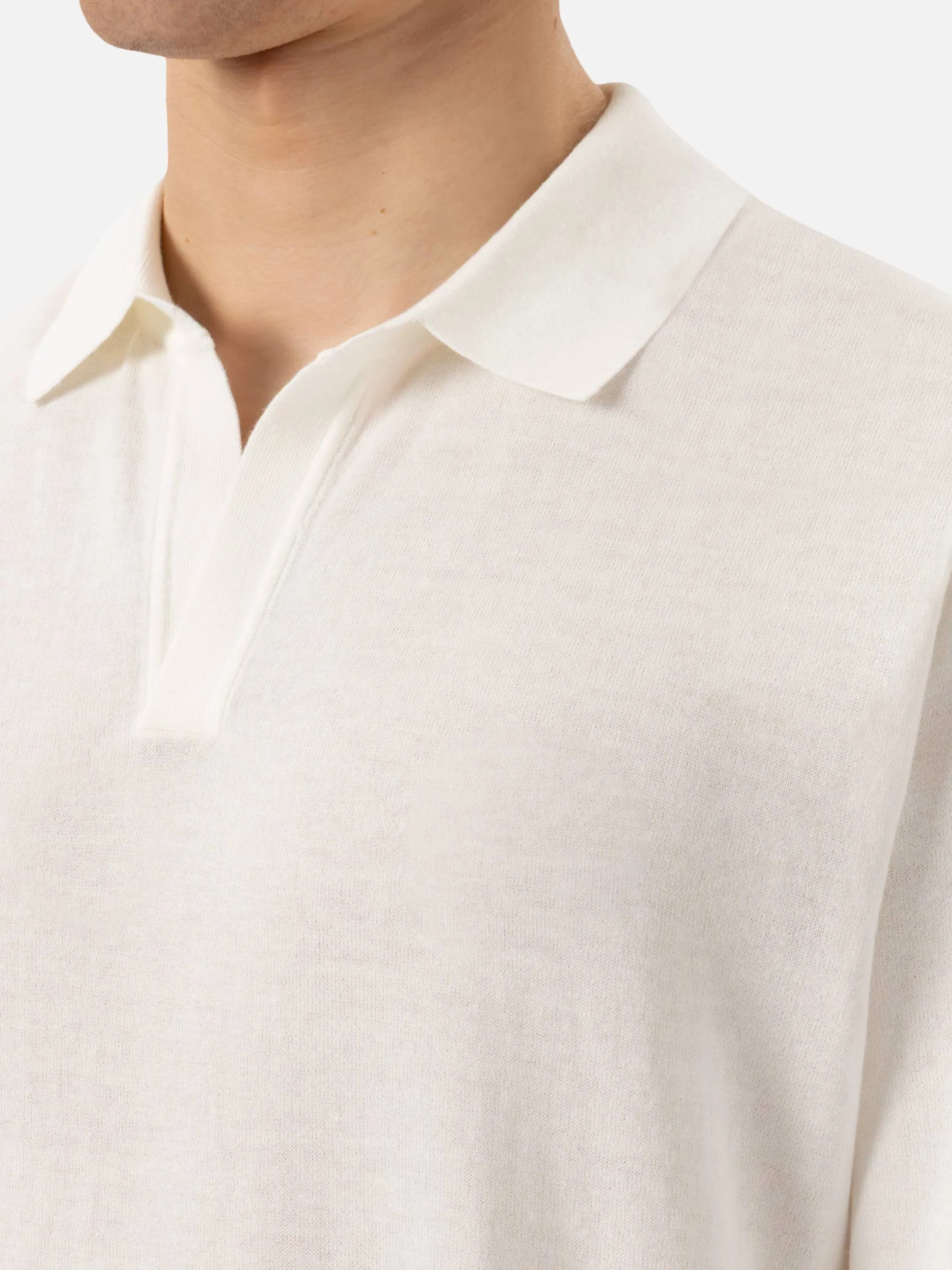 Polo Sloan senza bottoni in maglia bianca - Image 2