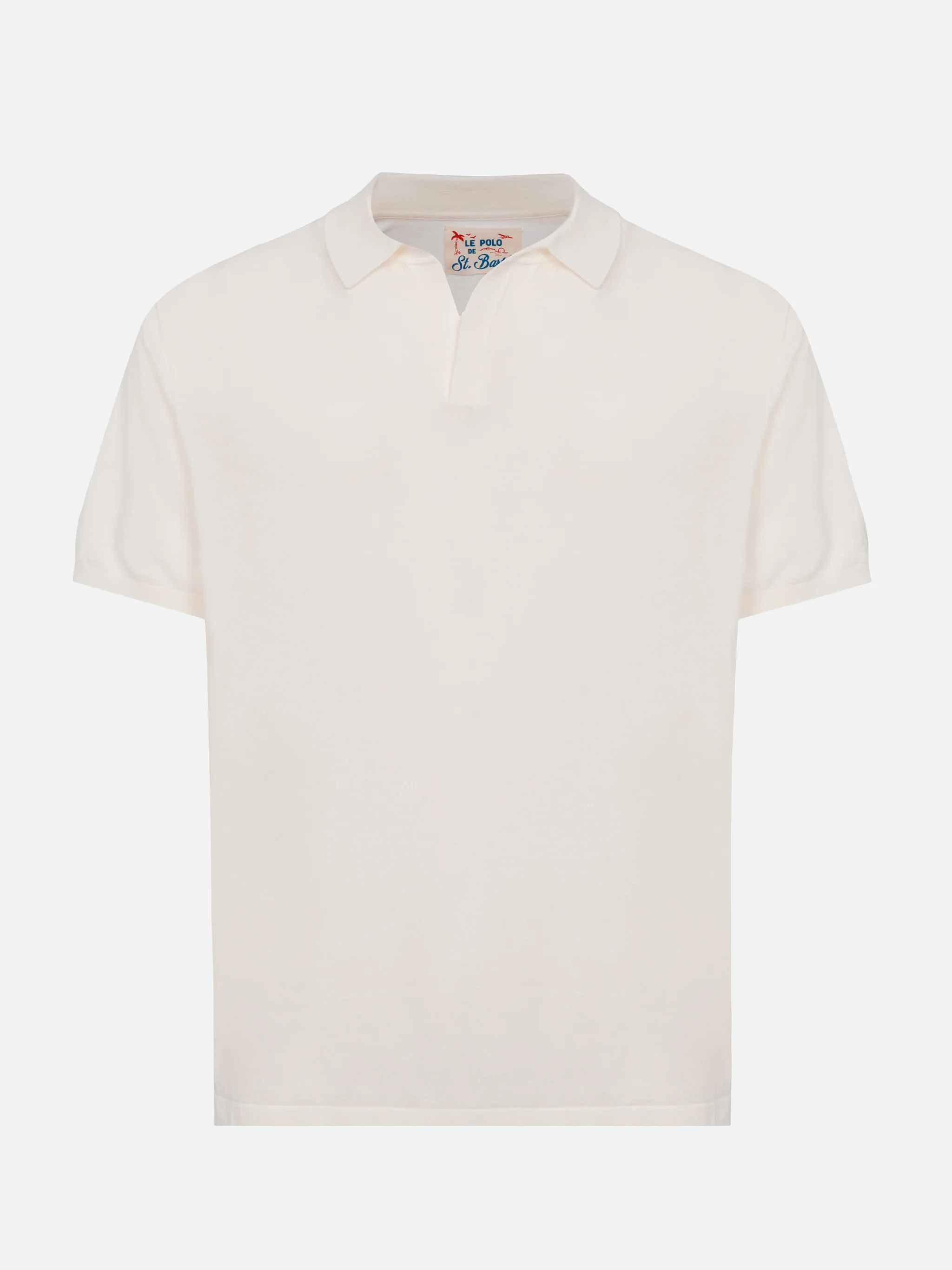 Polo Sloan senza bottoni in maglia bianca - Image 5