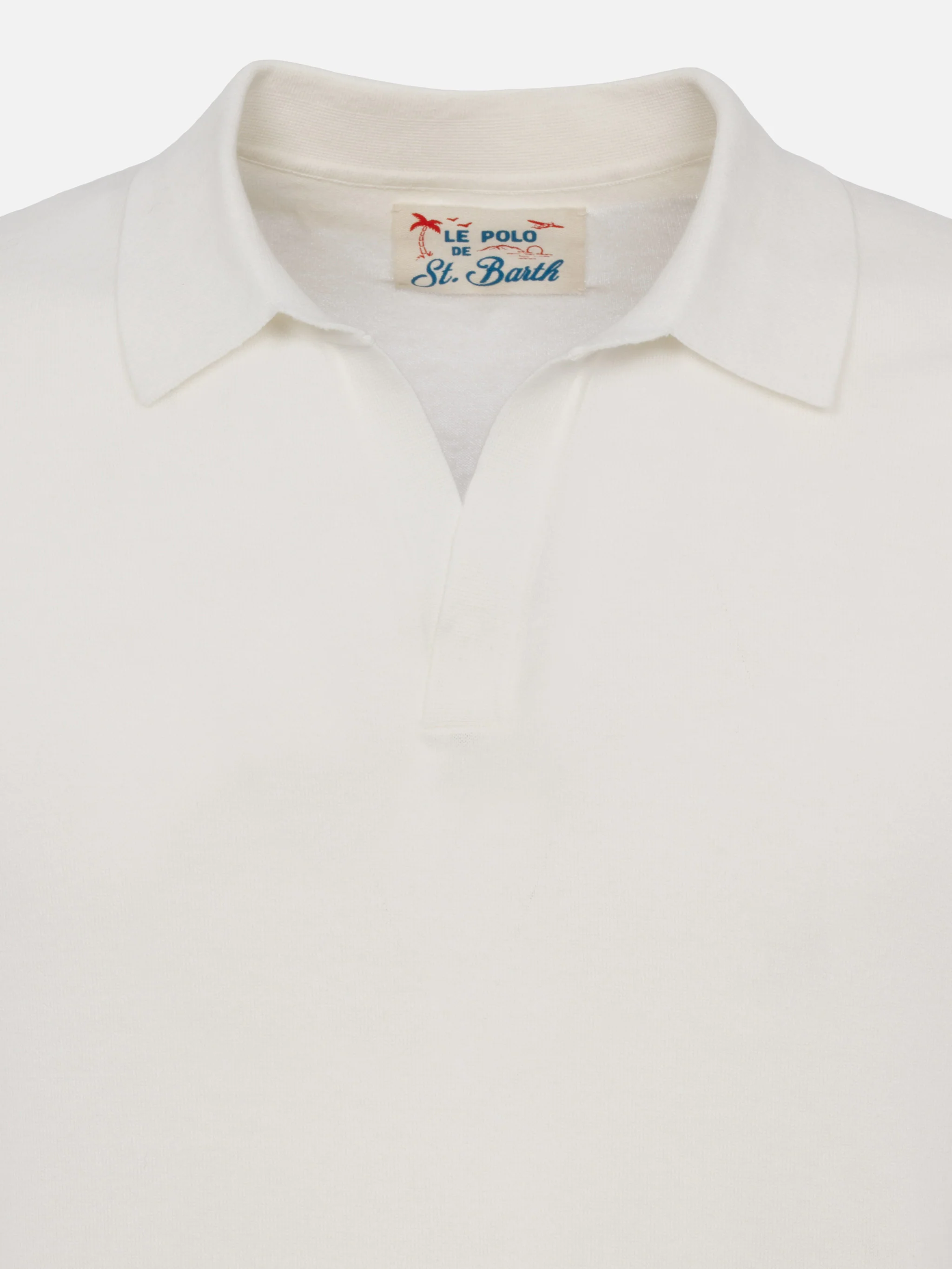Polo Sloan senza bottoni in maglia bianca - Image 7
