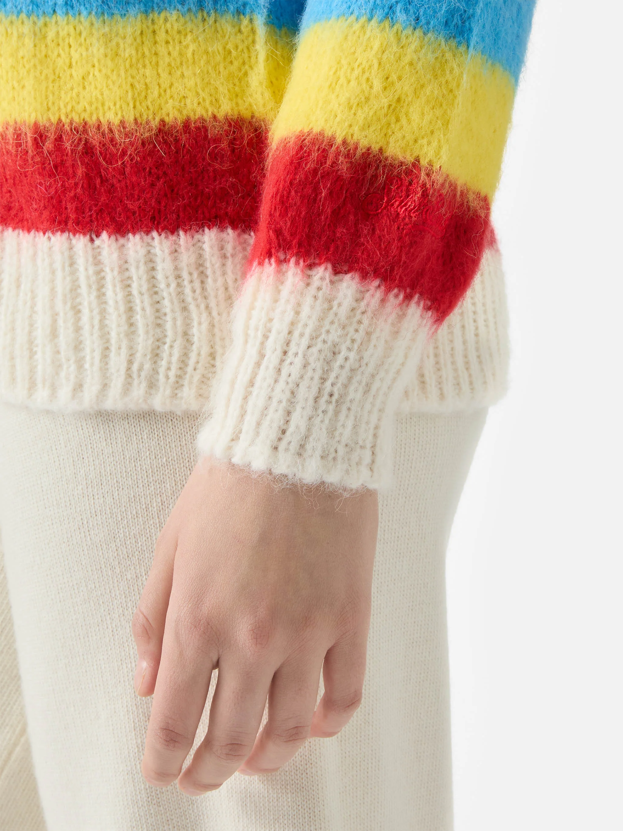 Cardigan Chloe garzato e morbido a righe multicolor - Image 4