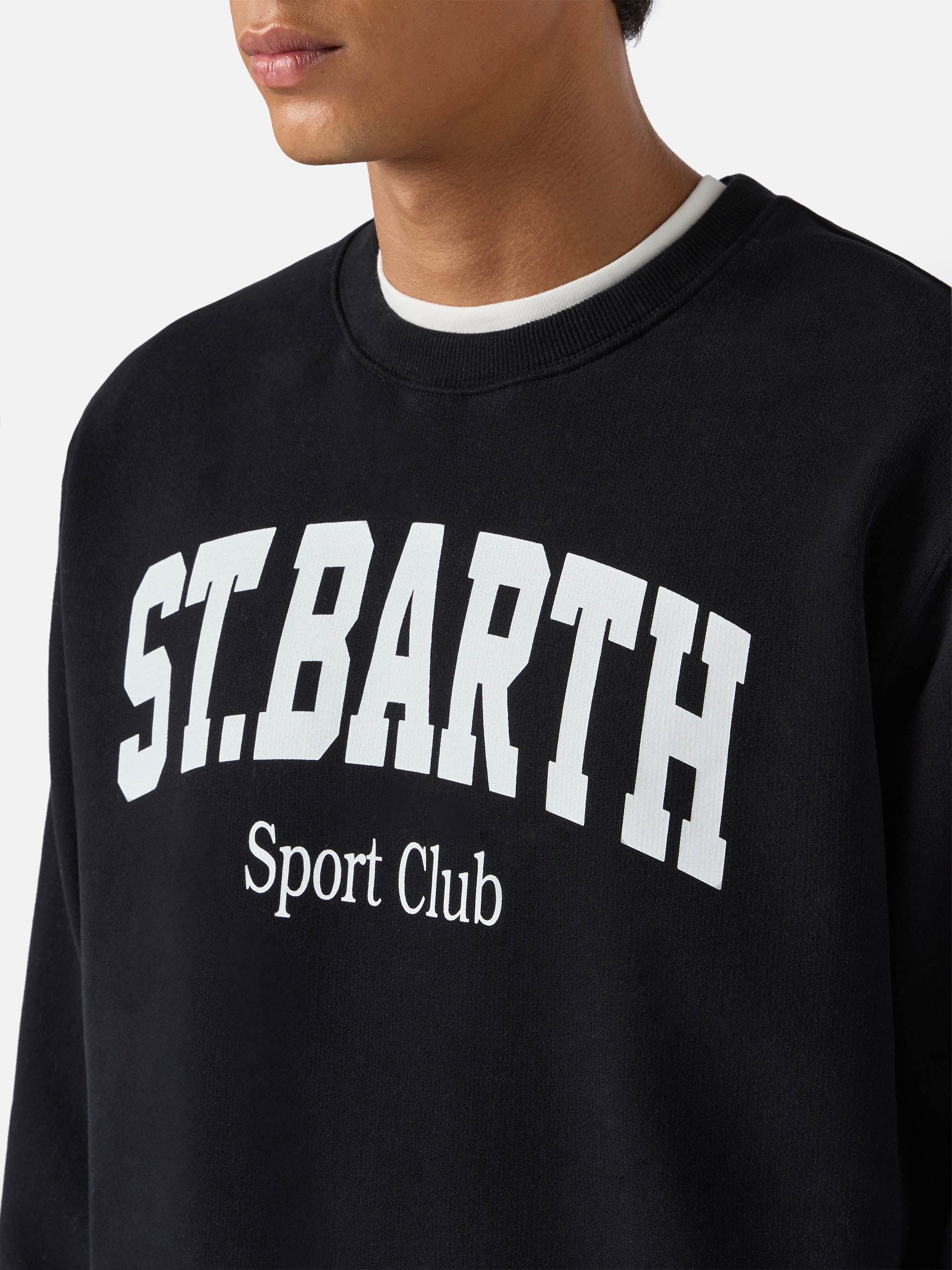 Felpa Soho in cotone nero con stampa St. Barth sport club - Image 2