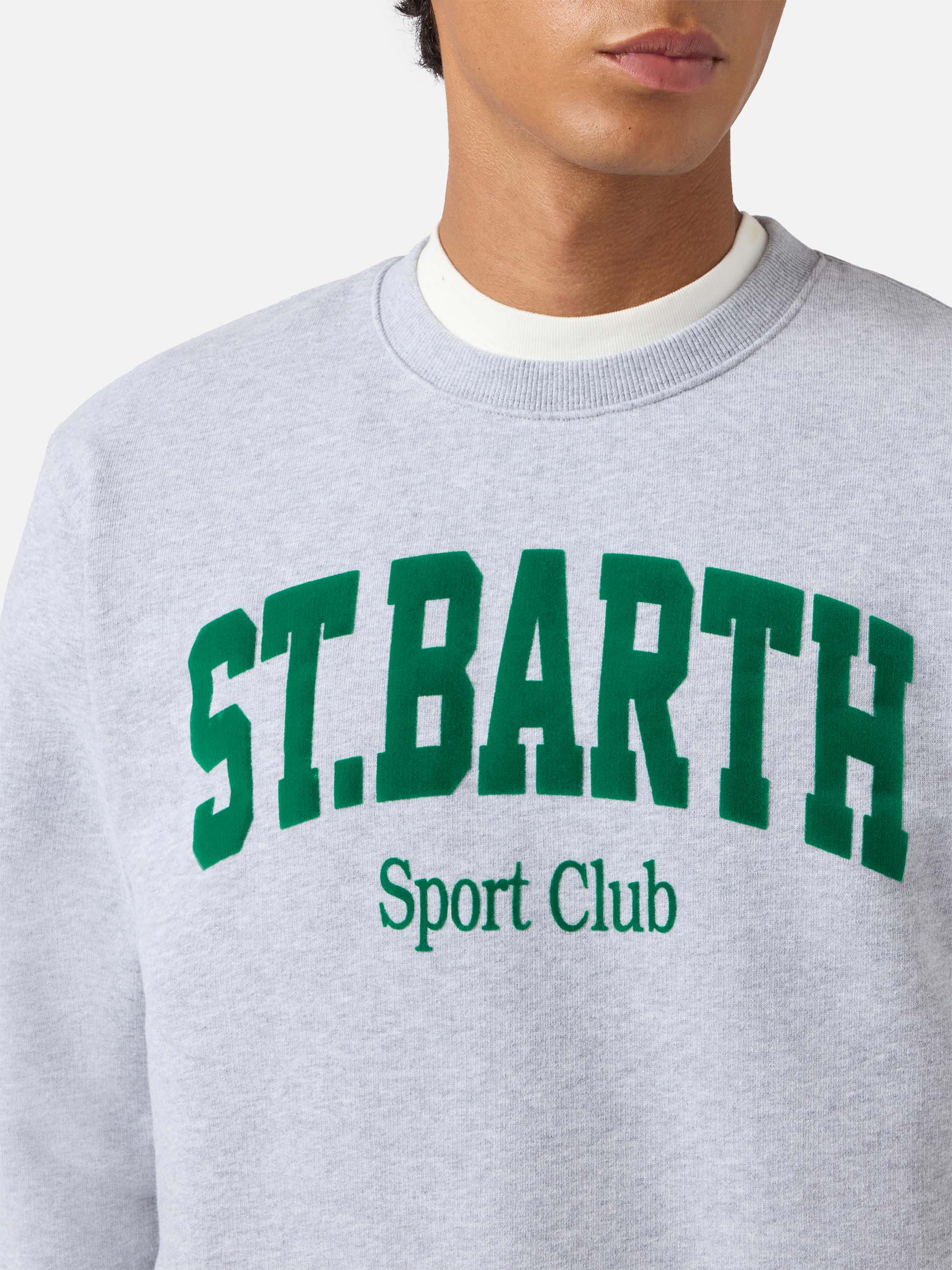 Felpa Soho in cotone grigio melange con stampa flock St. Barth sport club - Image 2