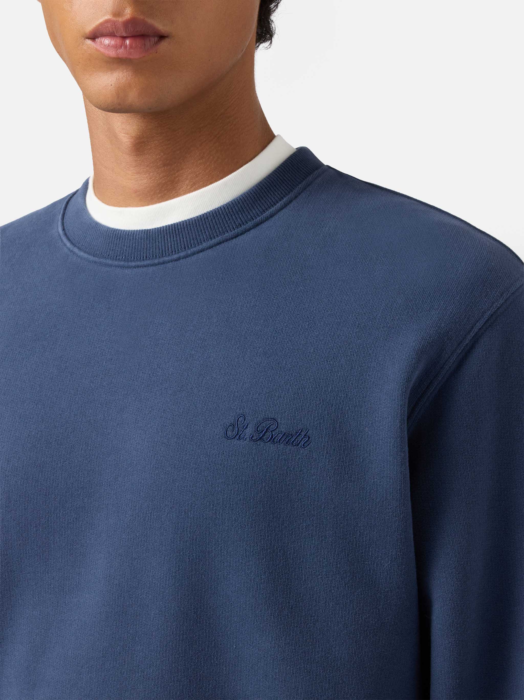 Felpa  Soho in cotone blu navy con ricamo St. Barth - Image 2