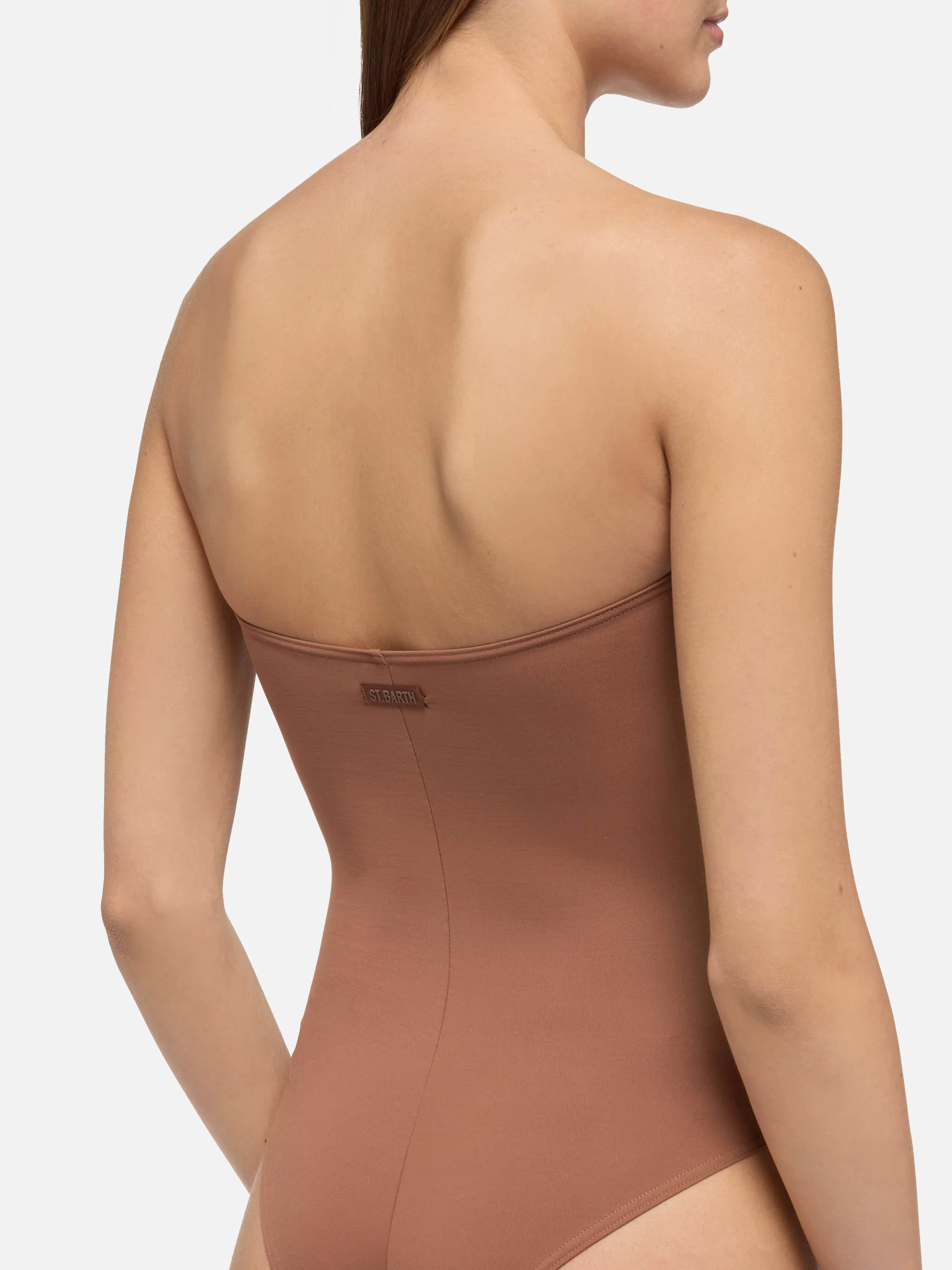 Soleil costume intero senza spalline marrone - Image 3