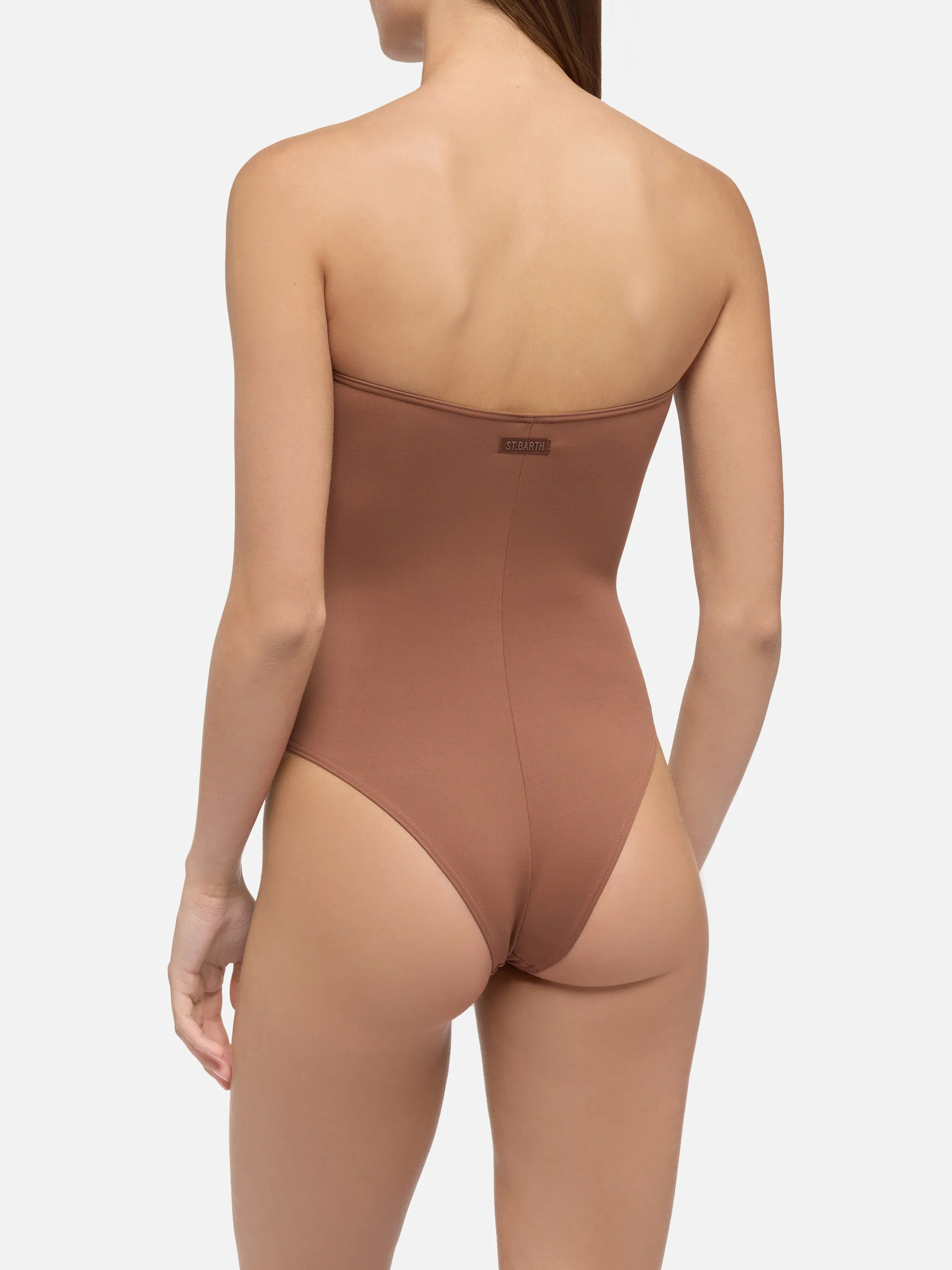 Soleil costume intero senza spalline marrone - Image 4