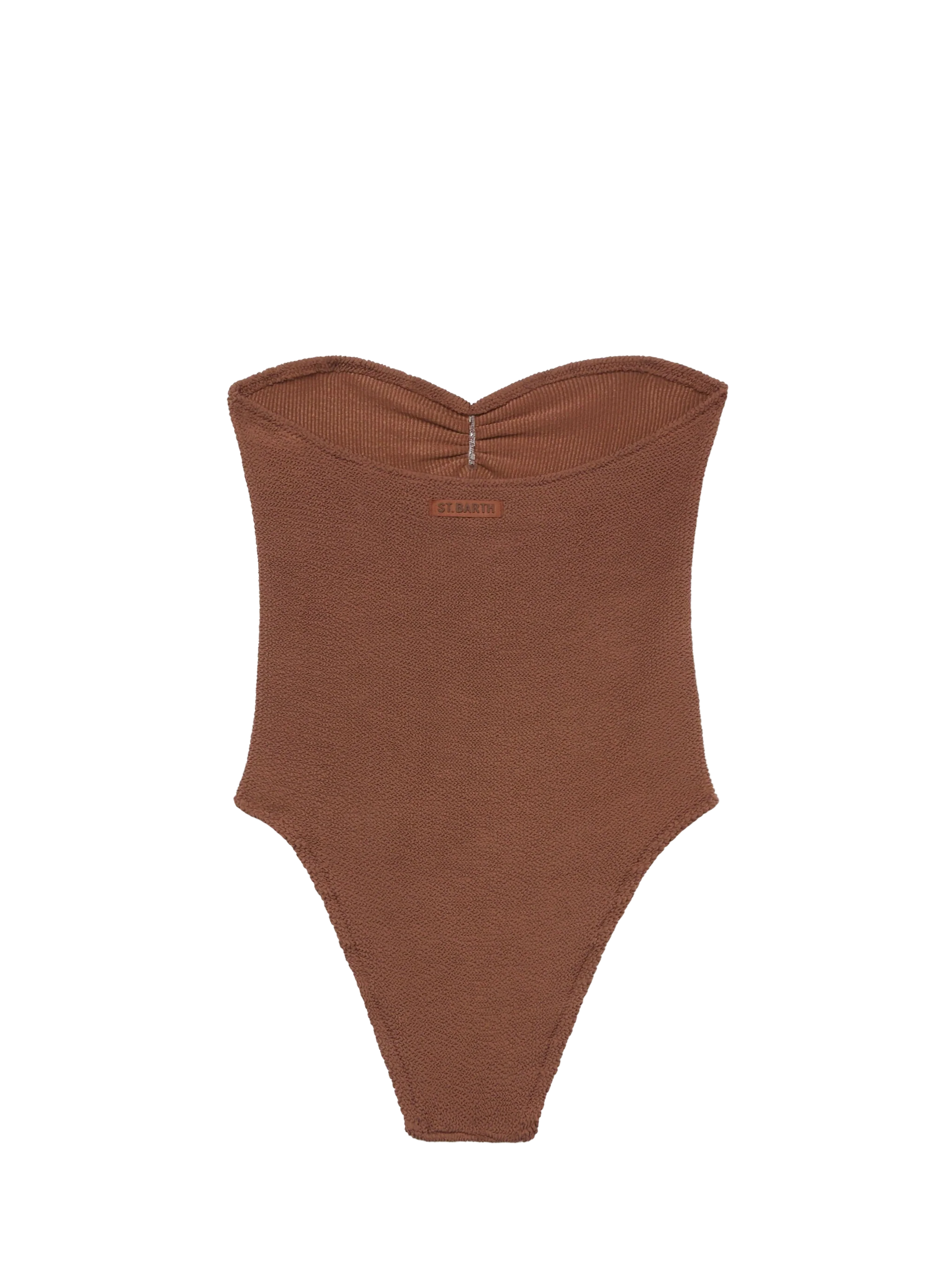 Soleil costume intero crinkle senza spalline marrone - Image 3