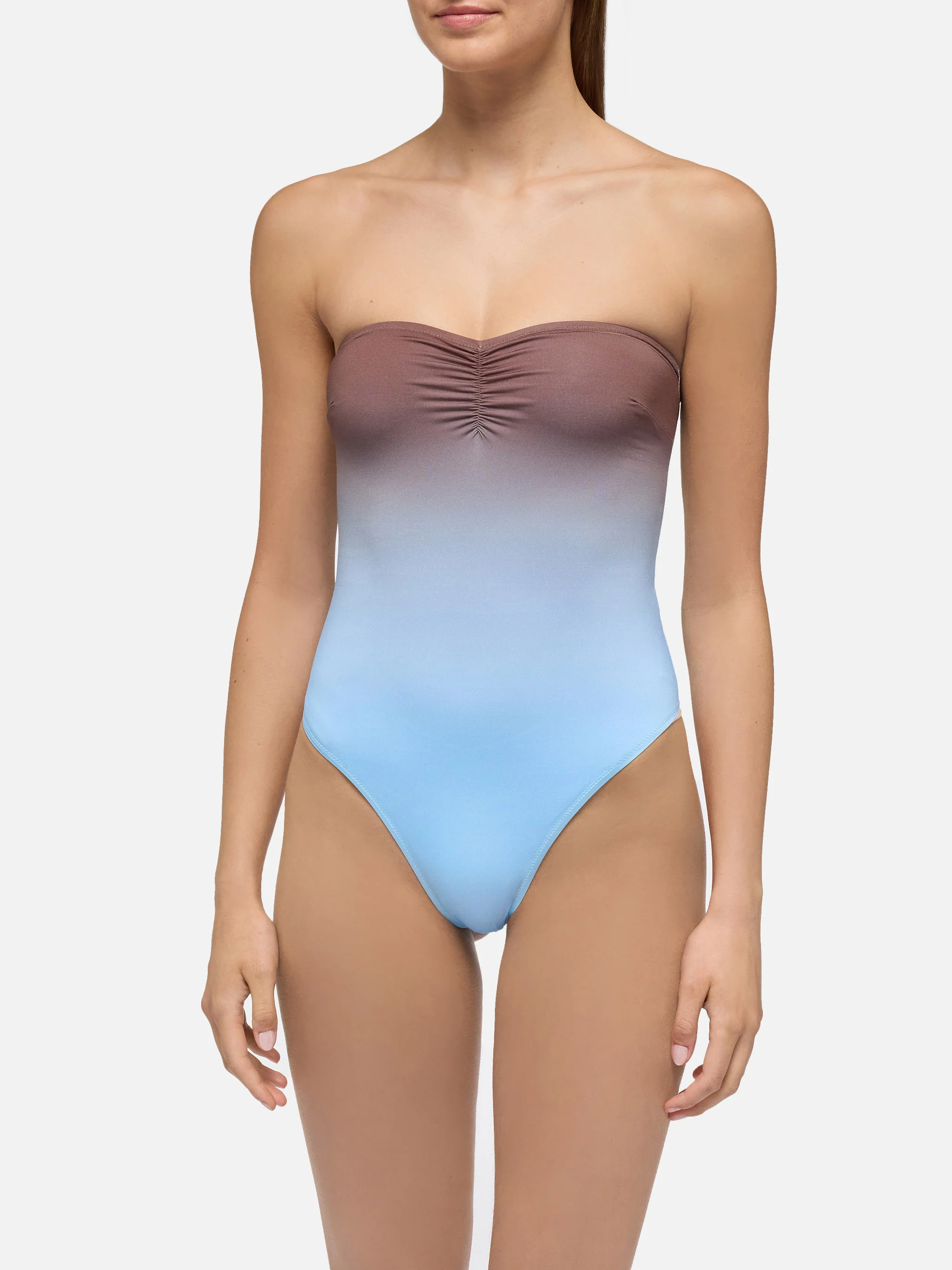 Soleil costume intero senza spalline con stampa sfumata - Image 2