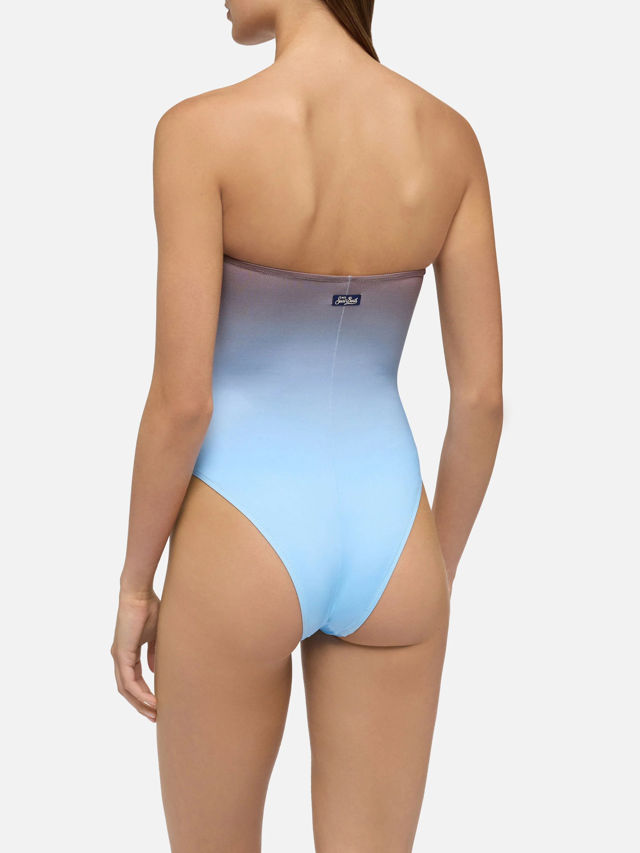 Soleil costume intero senza spalline con stampa sfumata - Image 4