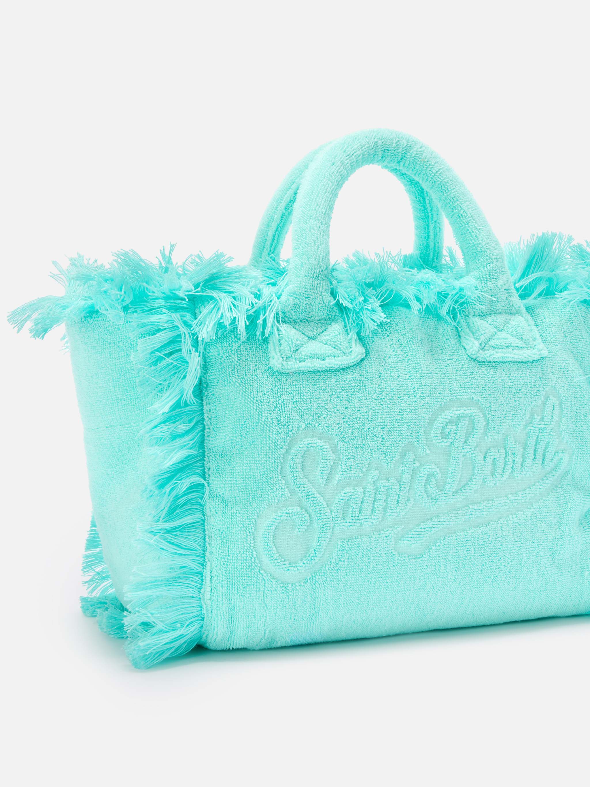 Borsa Colette in tessuto effetto spugna verde acqua tinta unita - Image 3