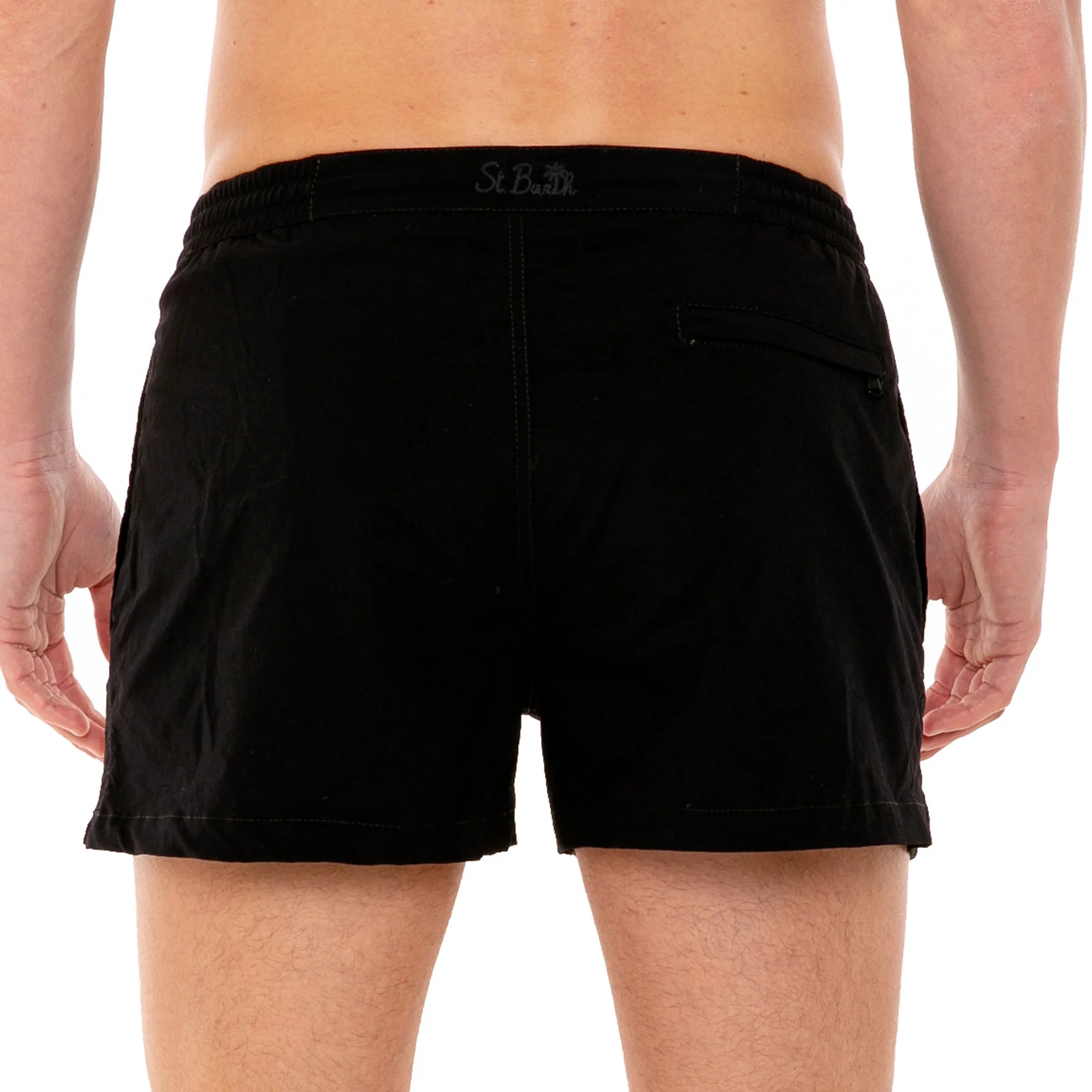 Costume da bagno nero tinta unita con chiusura frontale con bottoni - Image 4