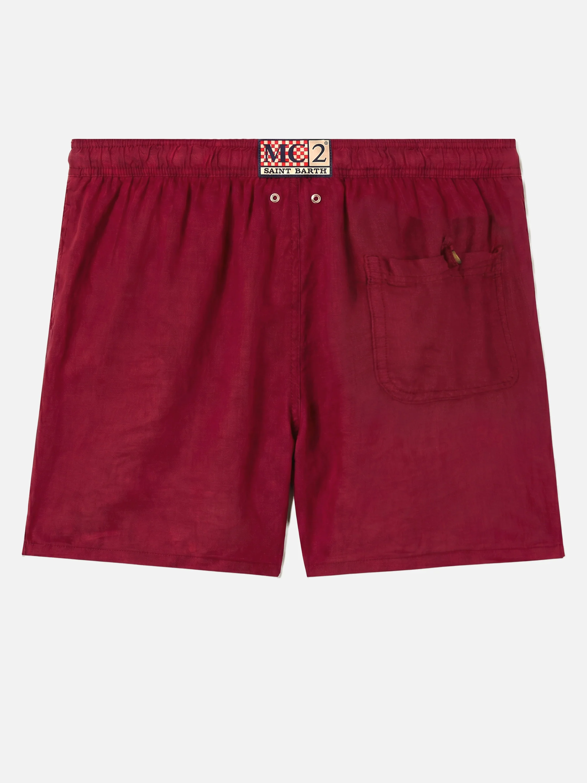 Costume mare Gustavia in lino bordeaux tinta unita - Image 2