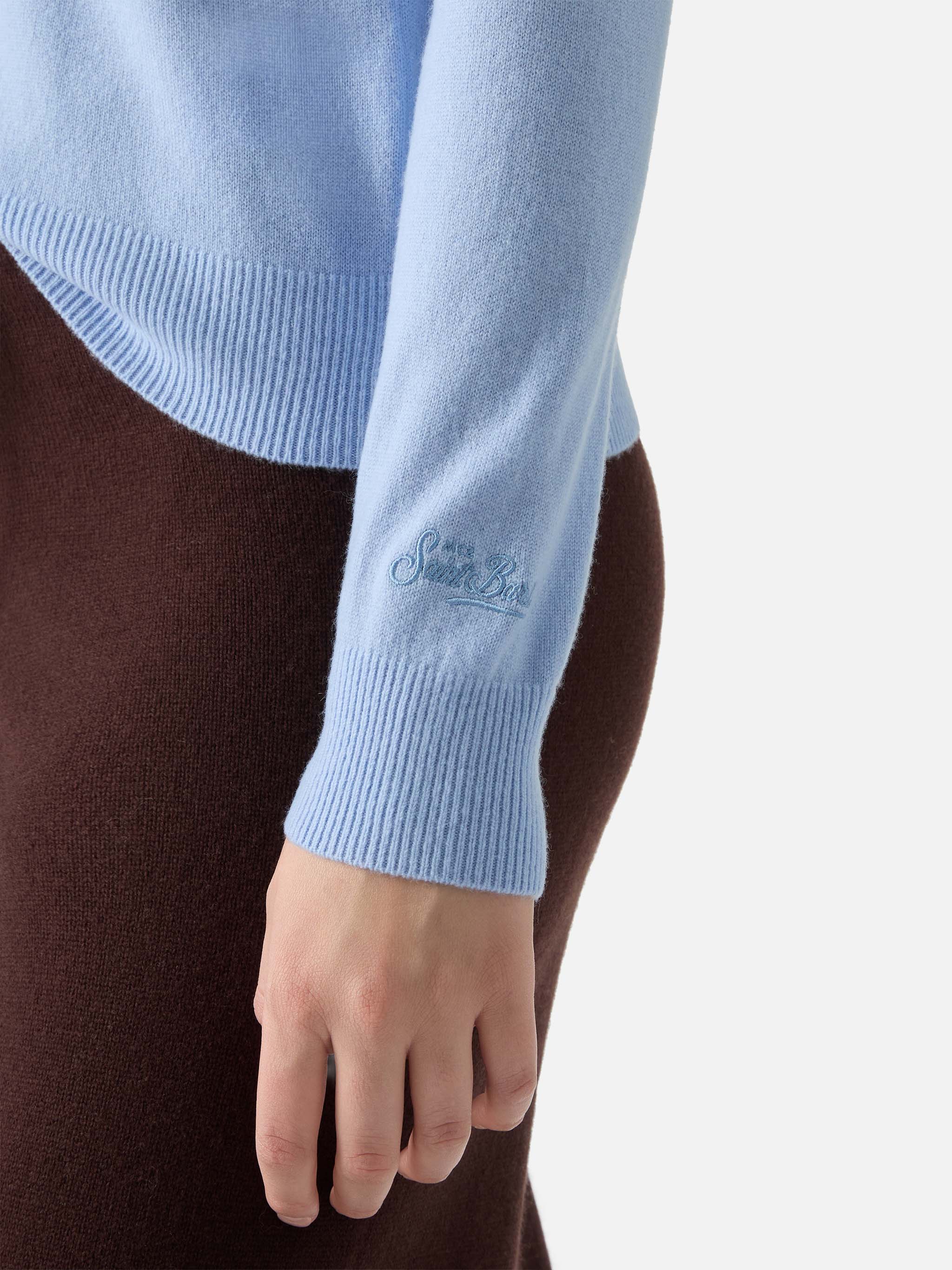 Maglione Sorbonne in 100% CASHMERE azzurro - Image 4