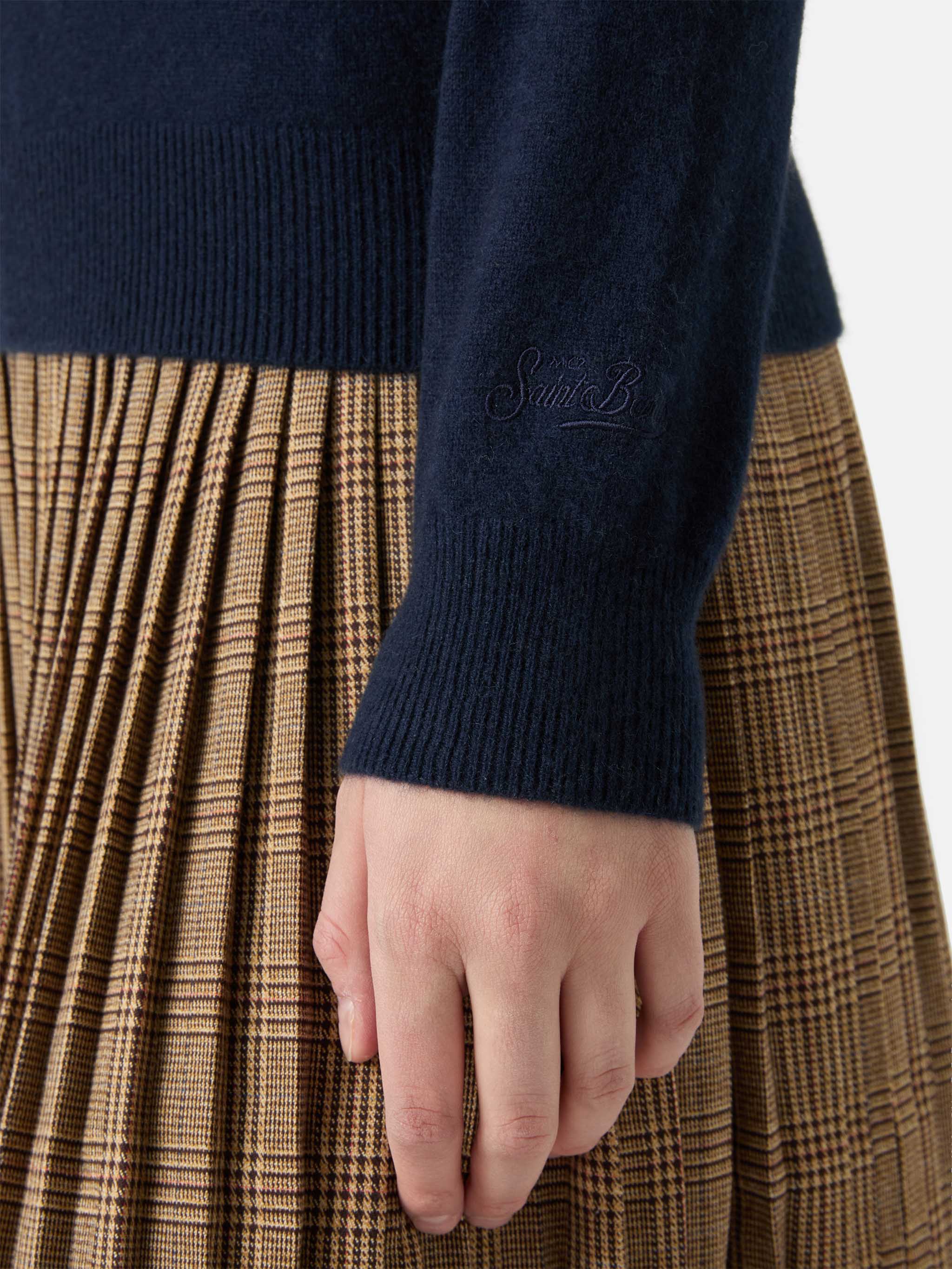 Maglione Sorbonne in 100% CASHMERE blu notte - Image 4