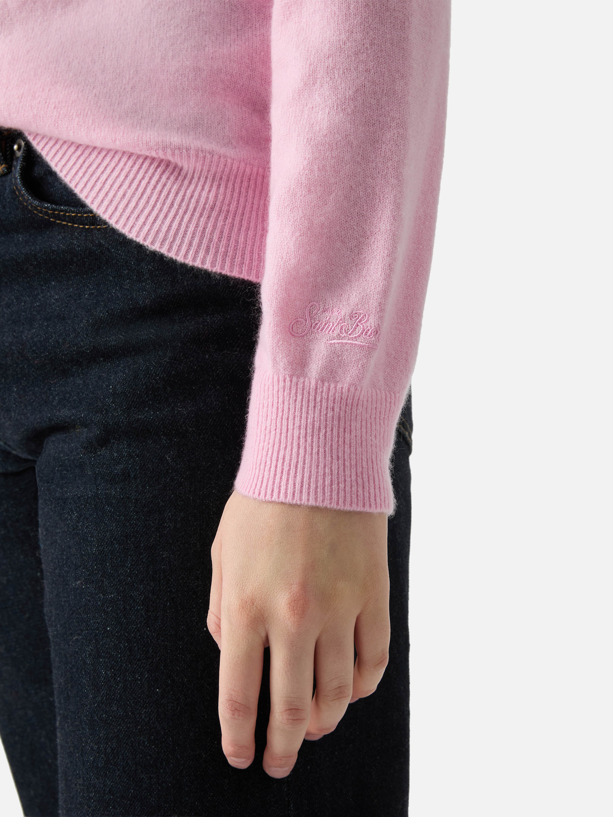 Maglione Sorbonne in 100% CASHMERE rosa - Image 4
