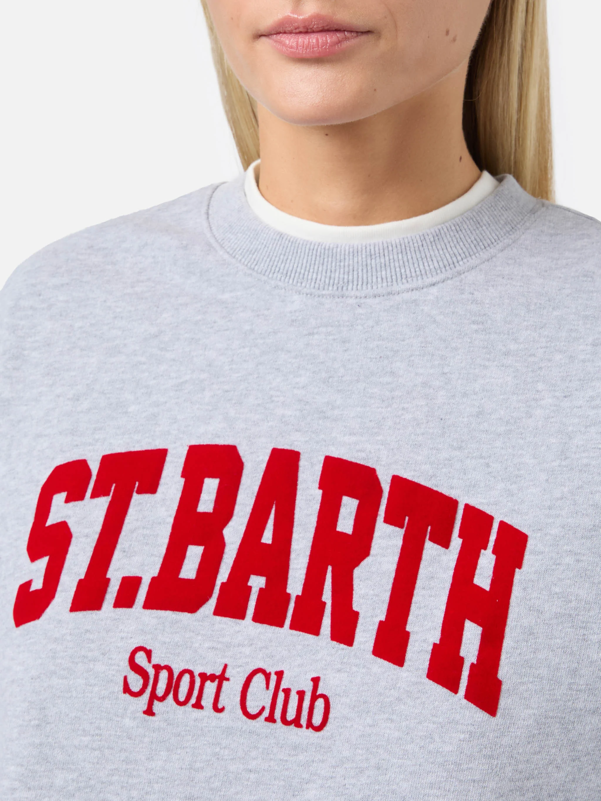 Felpa Stardust in cotone grigio con stampa flock St. Barth sport club - Image 2