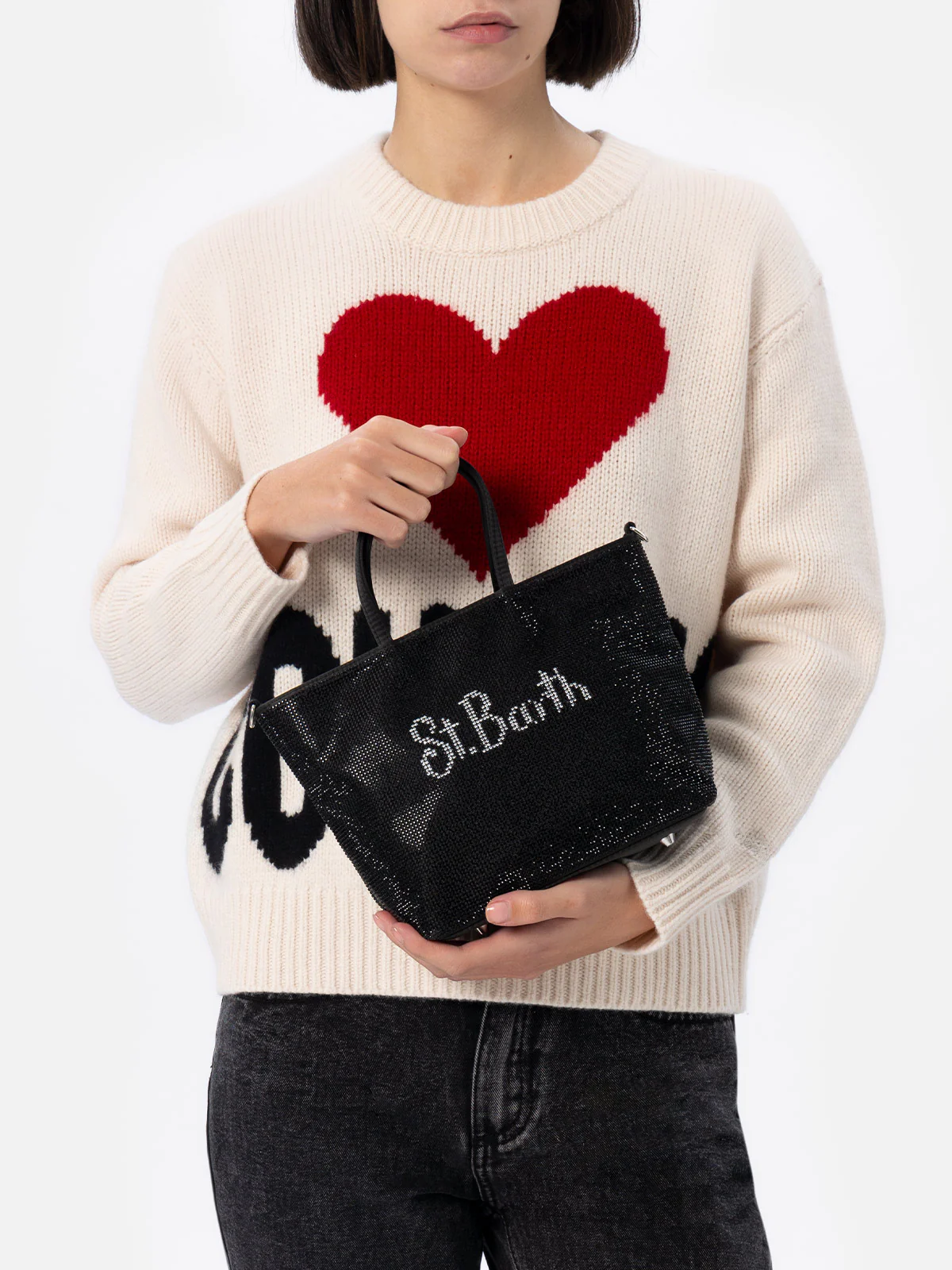 Mini borsa con strass neri - Image 3
