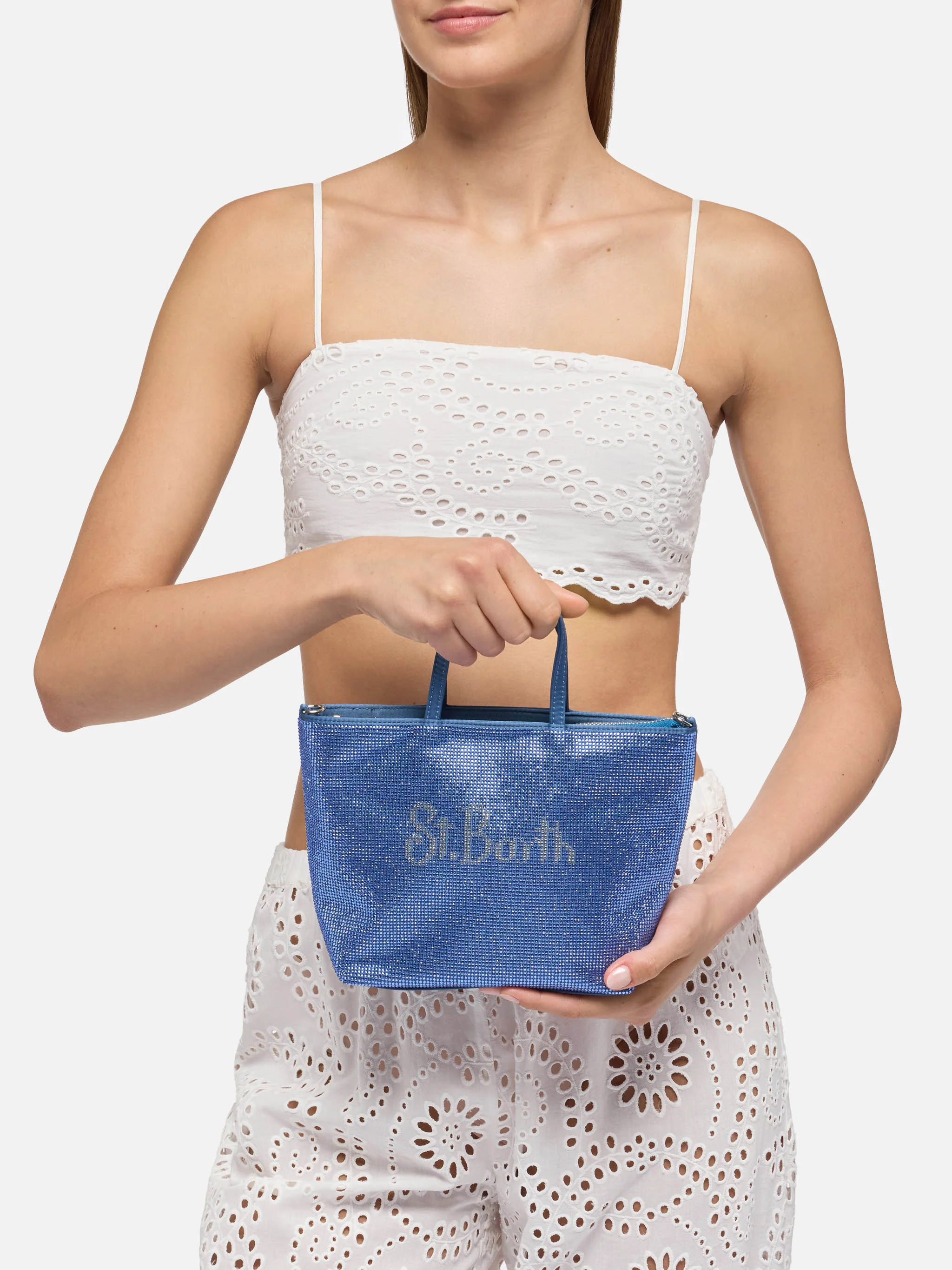 Strass Mini Bag con strass blu avio - Image 2
