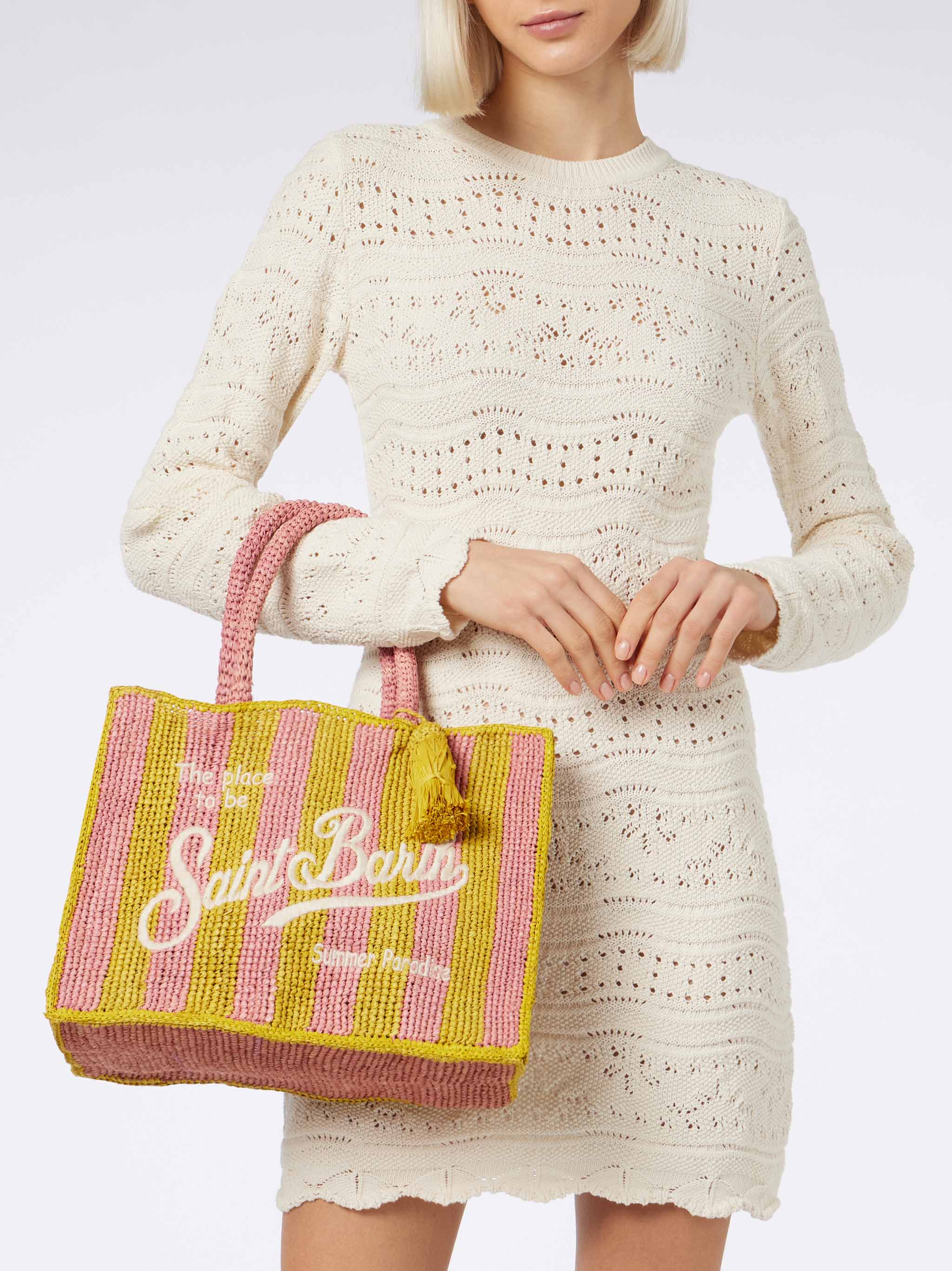Borsa Colette in rafia rigata - Image 5