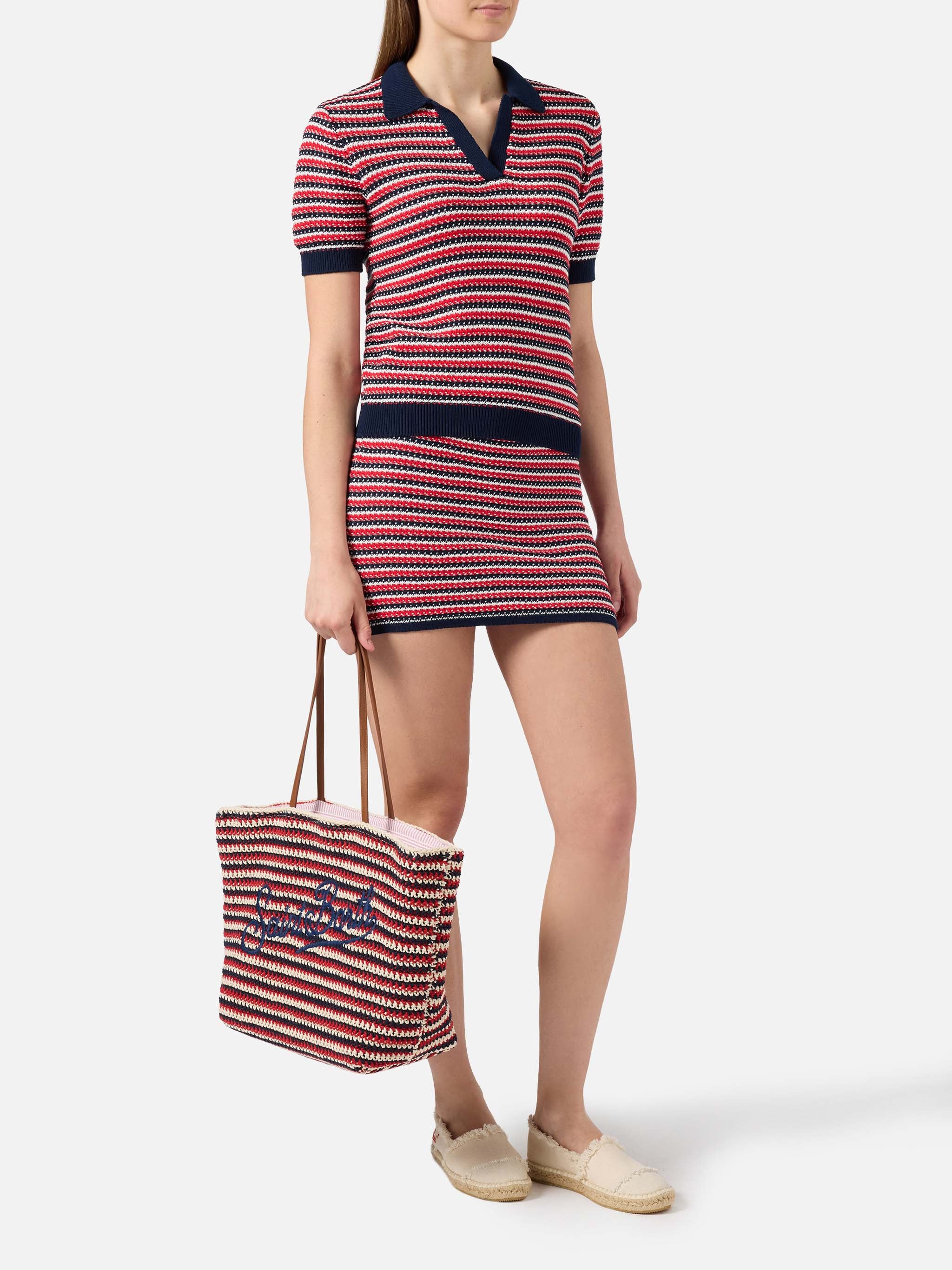 Gonna corta Delma Ridge in maglia di cotone a righe - Image 2