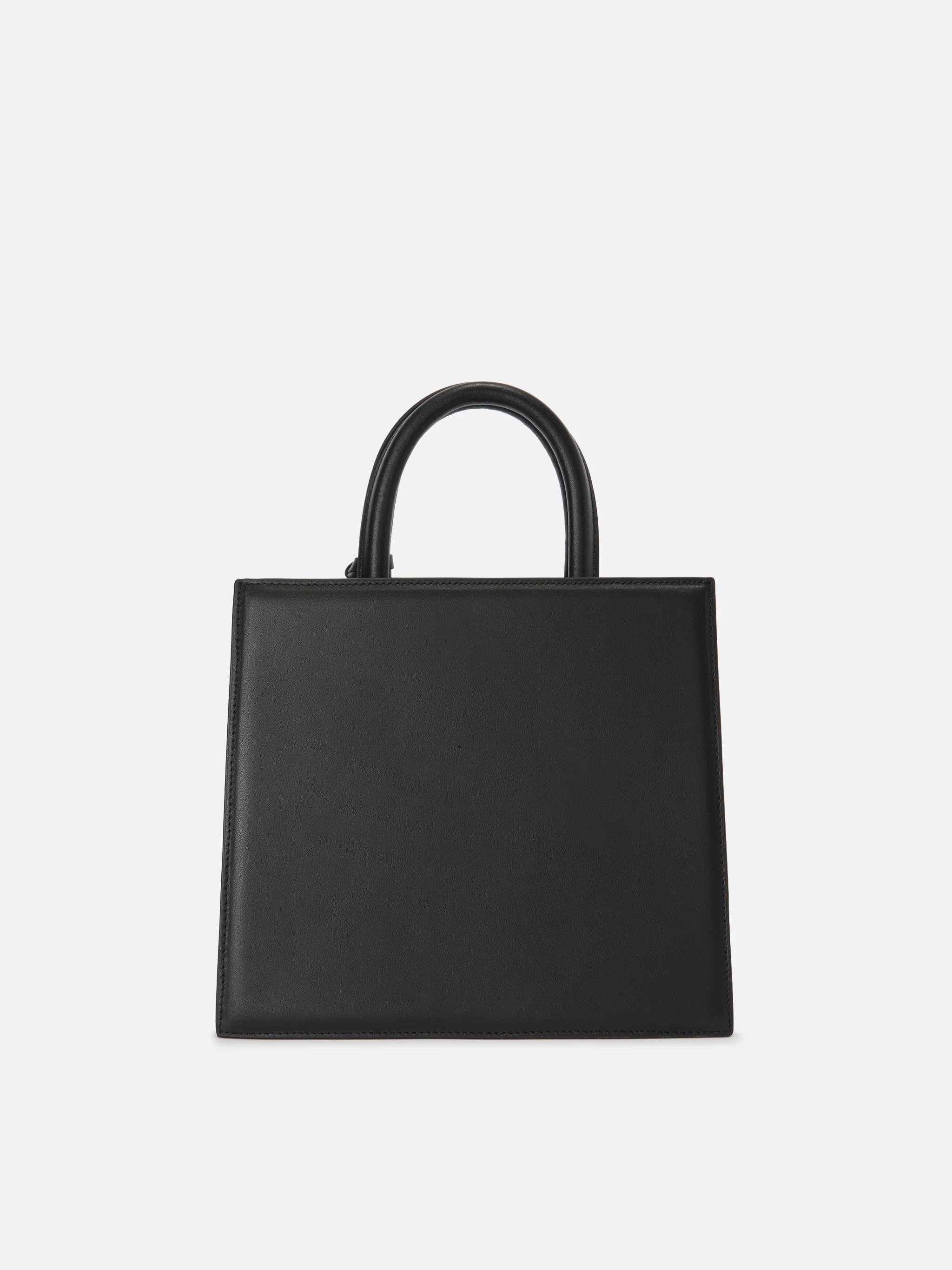 Borsa Shop Midi strutturata in pelle liscia nera con targhetta metallica - Image 3