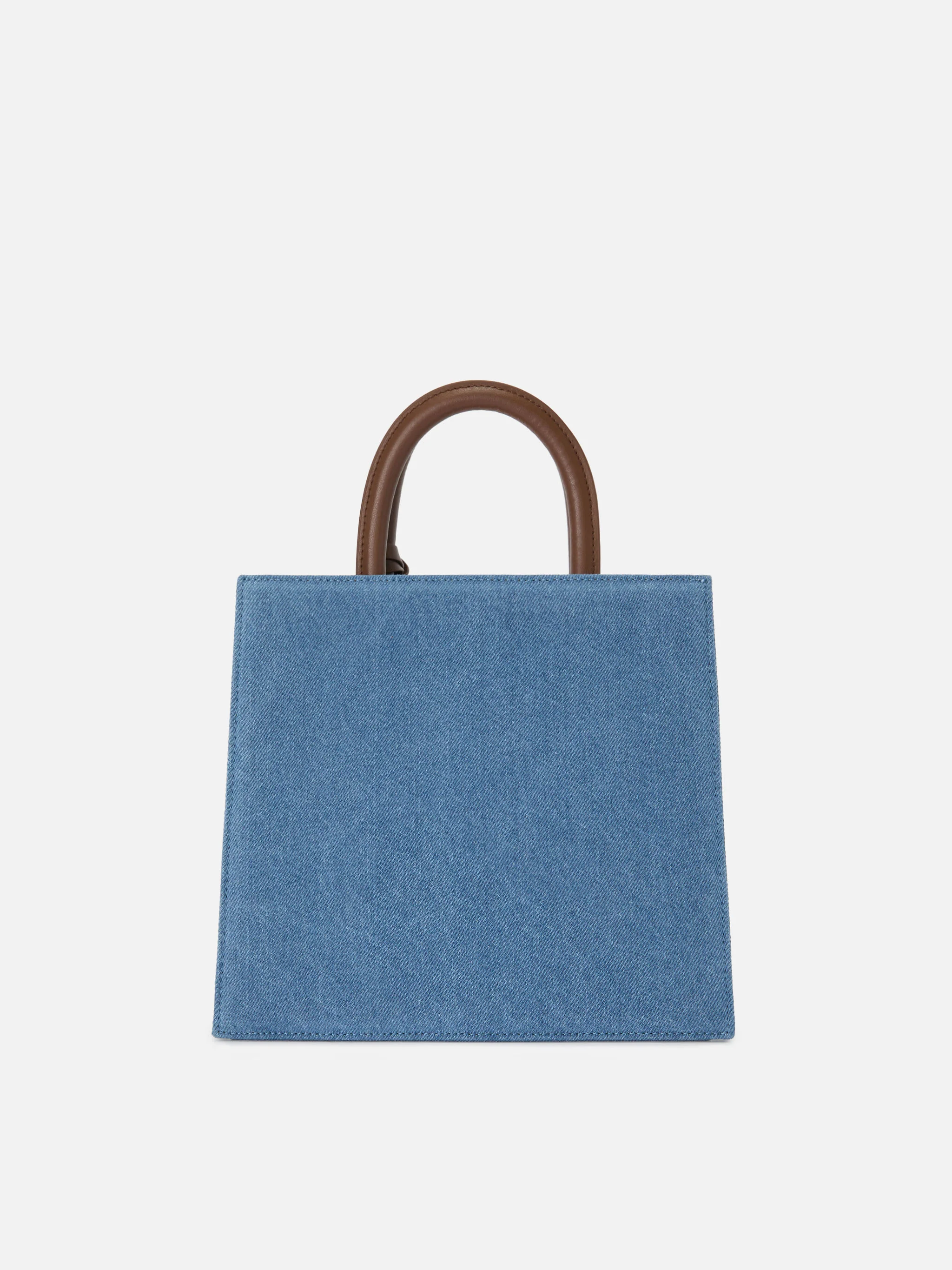 Borsa Shop Midi strutturata in denim con dettagli in pelle - Image 3