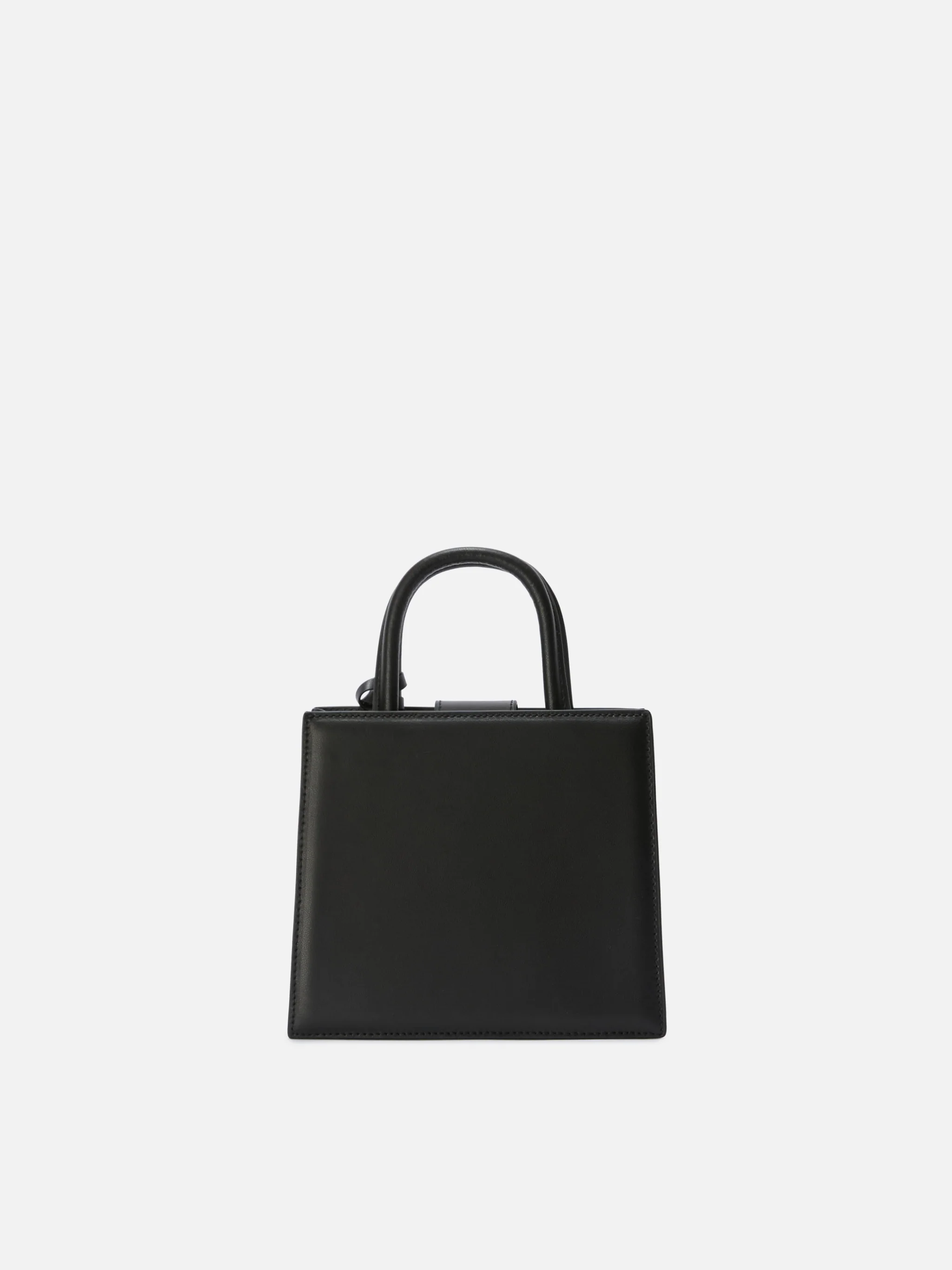 Borsa Shop mini strutturata in pelle liscia nera con targhetta metallica - Image 3