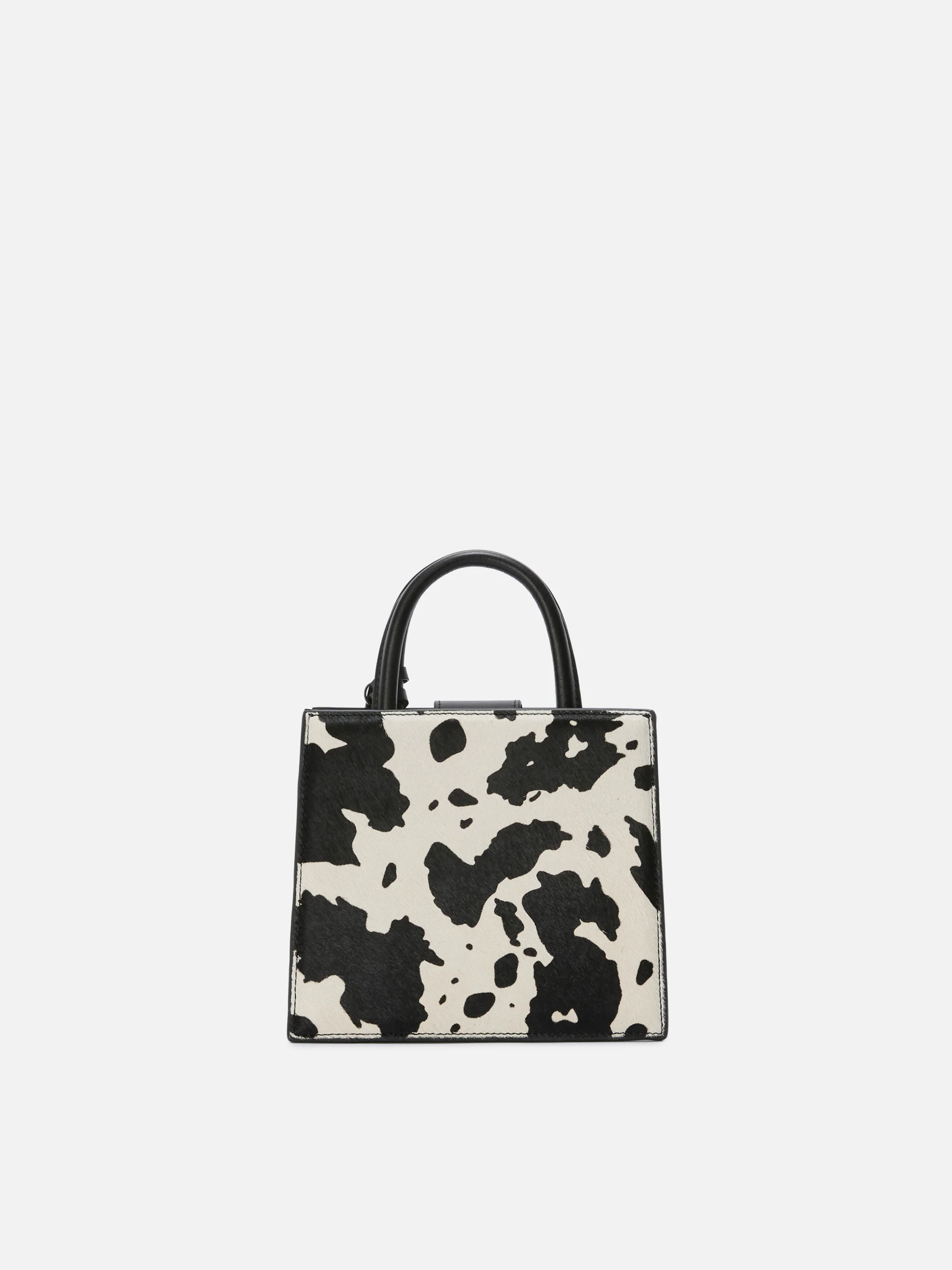 Borsa Shop Mini strutturata in cavallino con fantasia muccata - Image 3