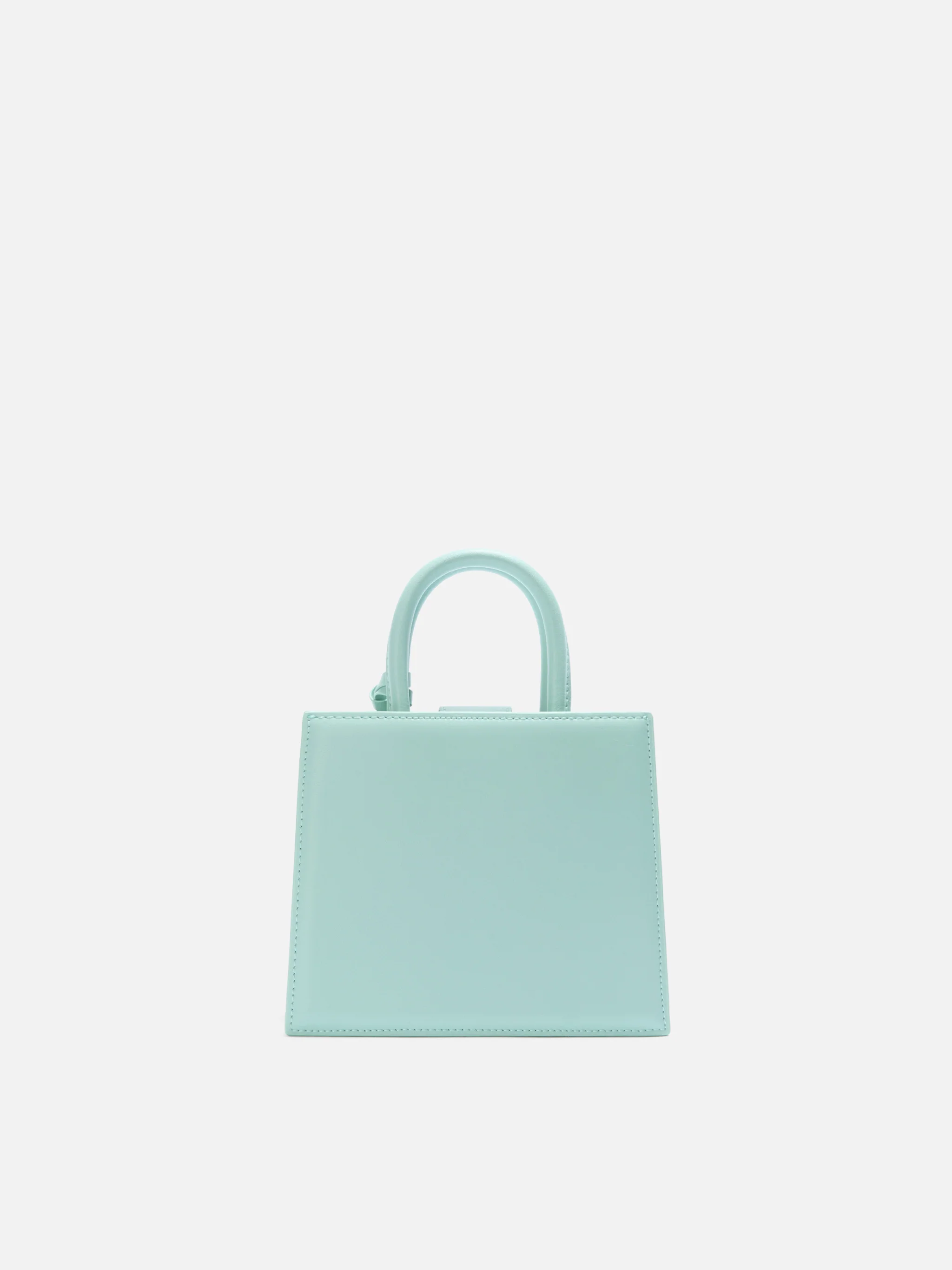 Borsa Shop mini strutturata in pelle liscia verde menta con targhetta metallica - Image 4