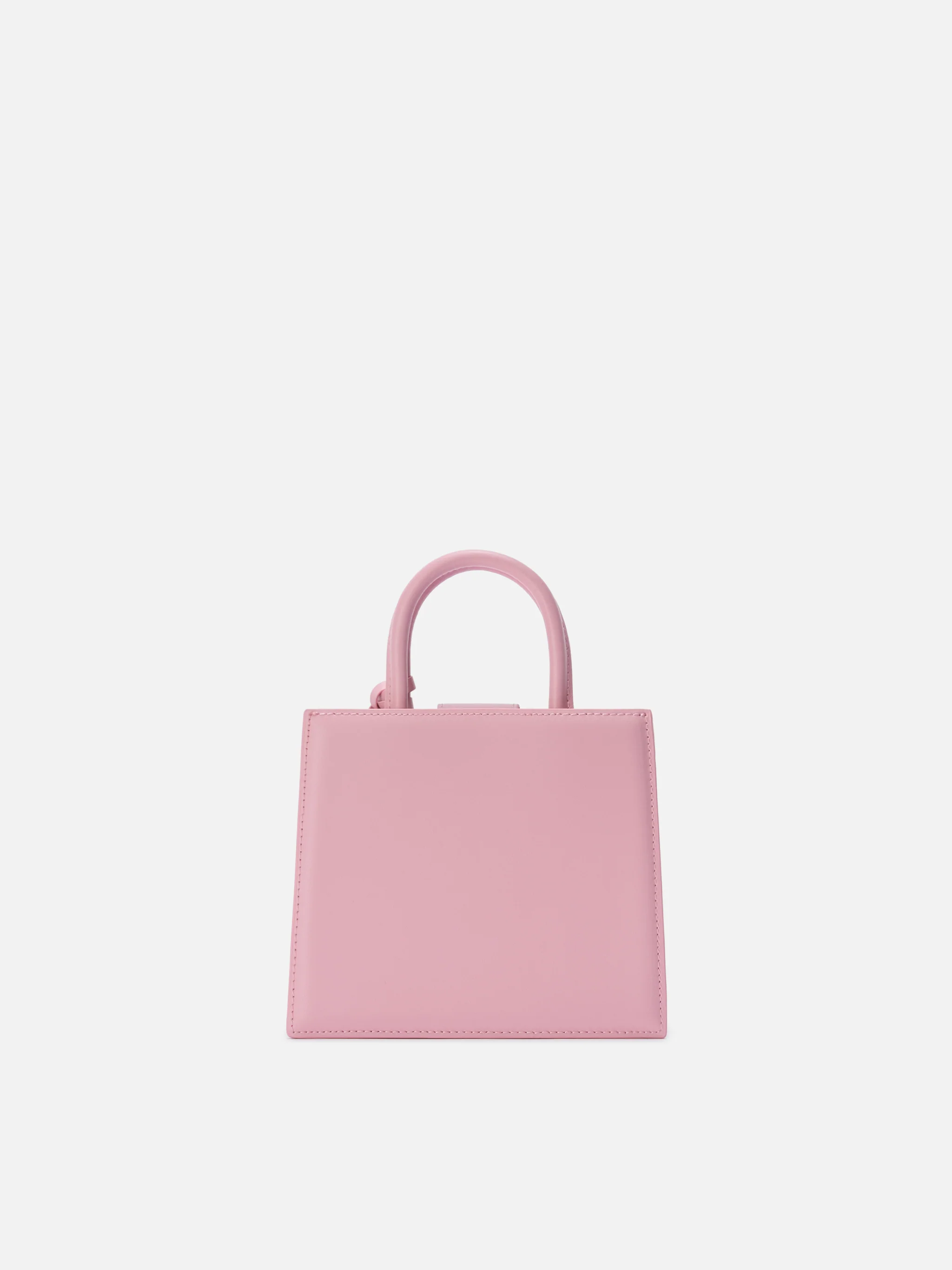Borsa Shop mini strutturata in pelle liscia rosa con targhetta metallica - Image 4