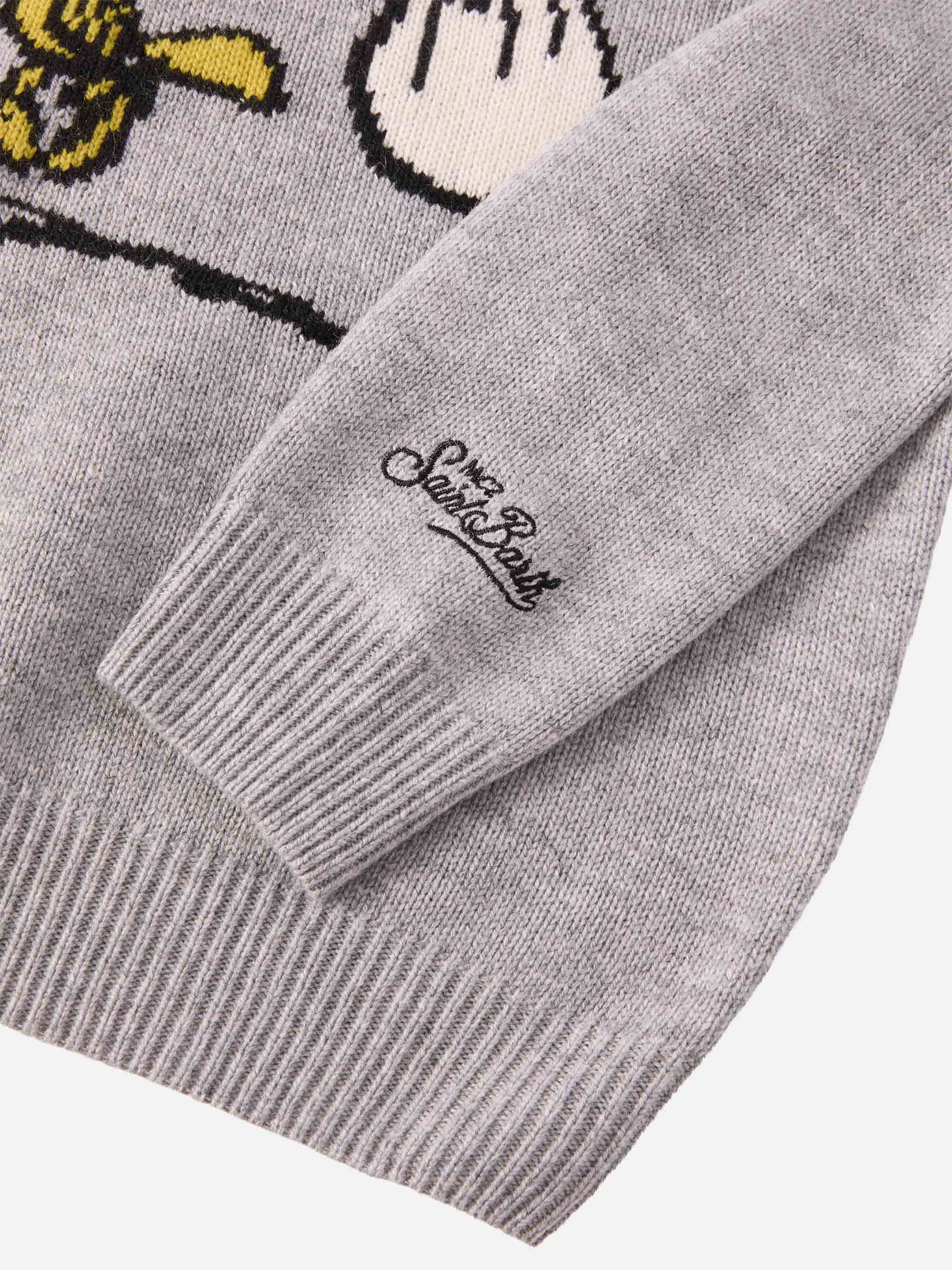 Girocollo Douglas in misto cashmere con stampa Woodstock e ricamo Vado dai Nonni | PEANUTS SPECIAL EDITION - Image 3