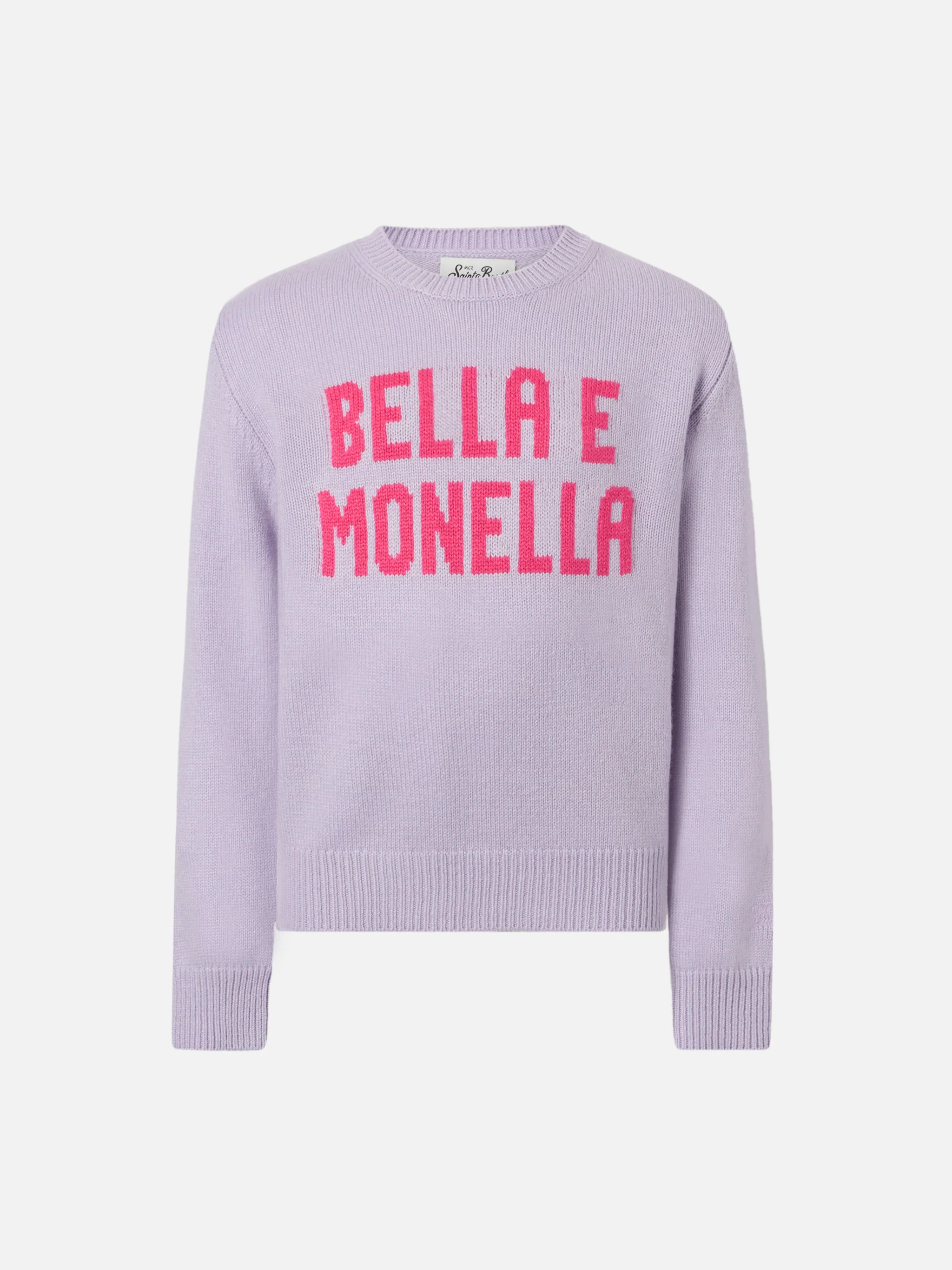 Girocollo Princess in misto cashmere con jacquard Bella e Monella