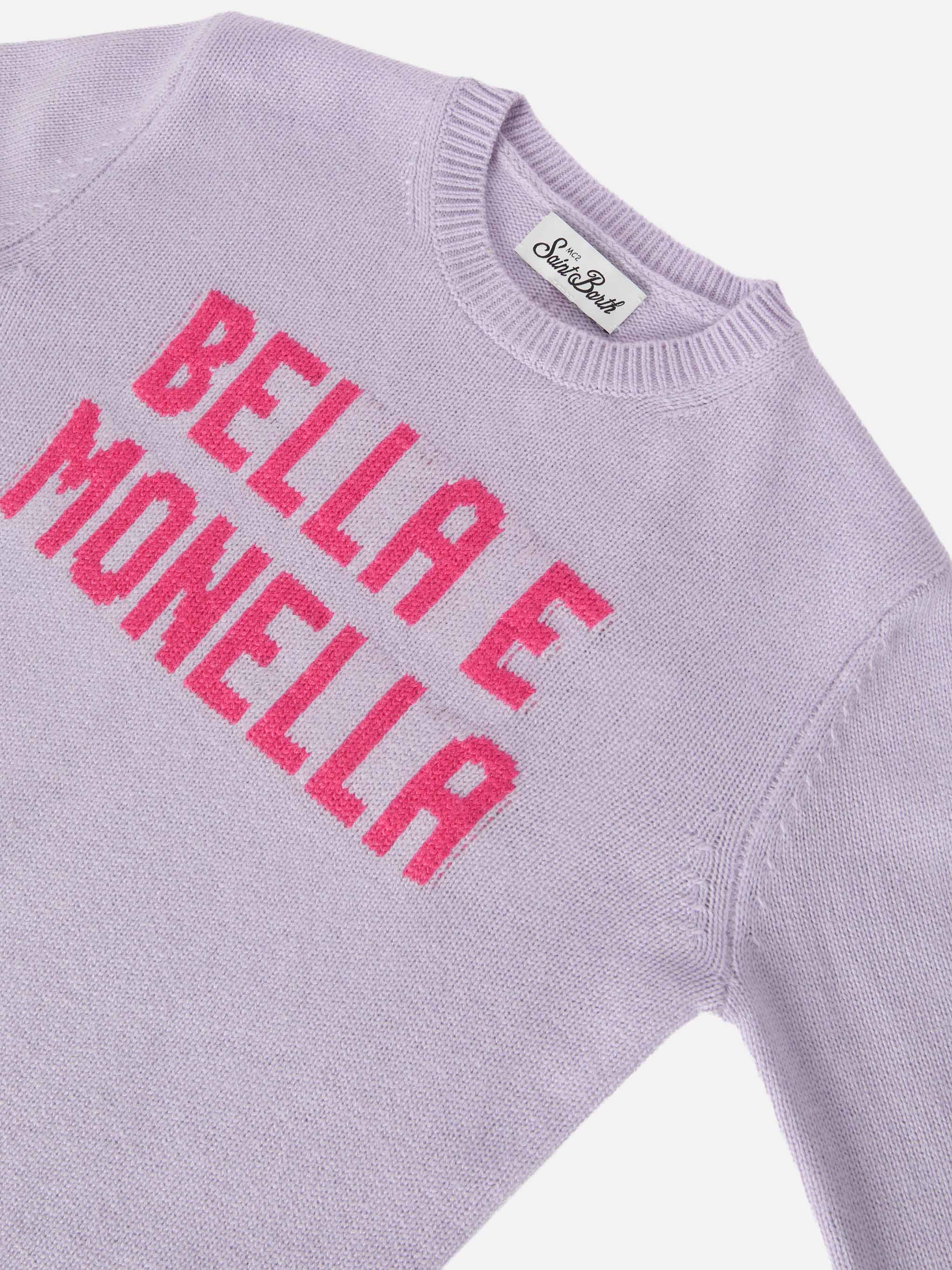 Girocollo Princess in misto cashmere con jacquard Bella e Monella - Image 3