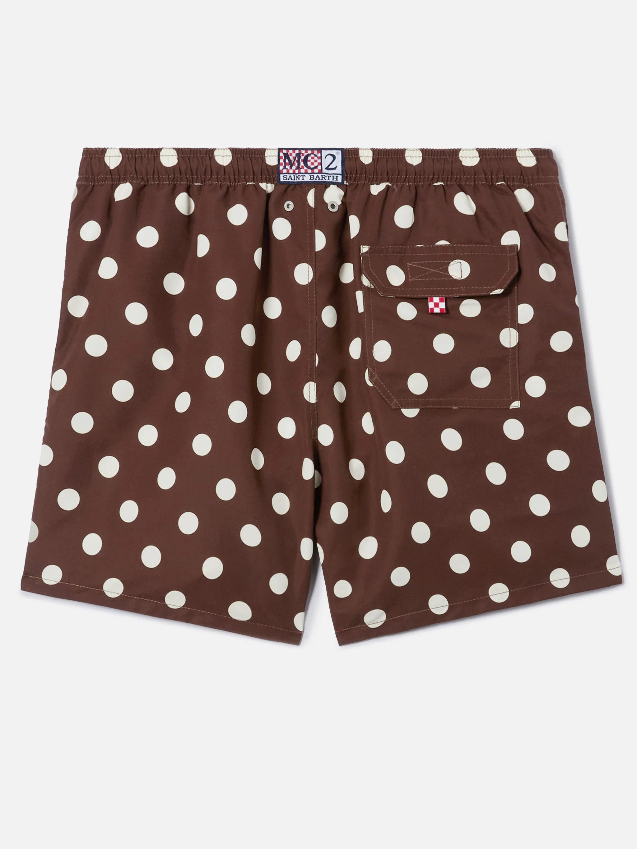 Costume mare Syros marrone con ricamo pois a contrasto - Image 2