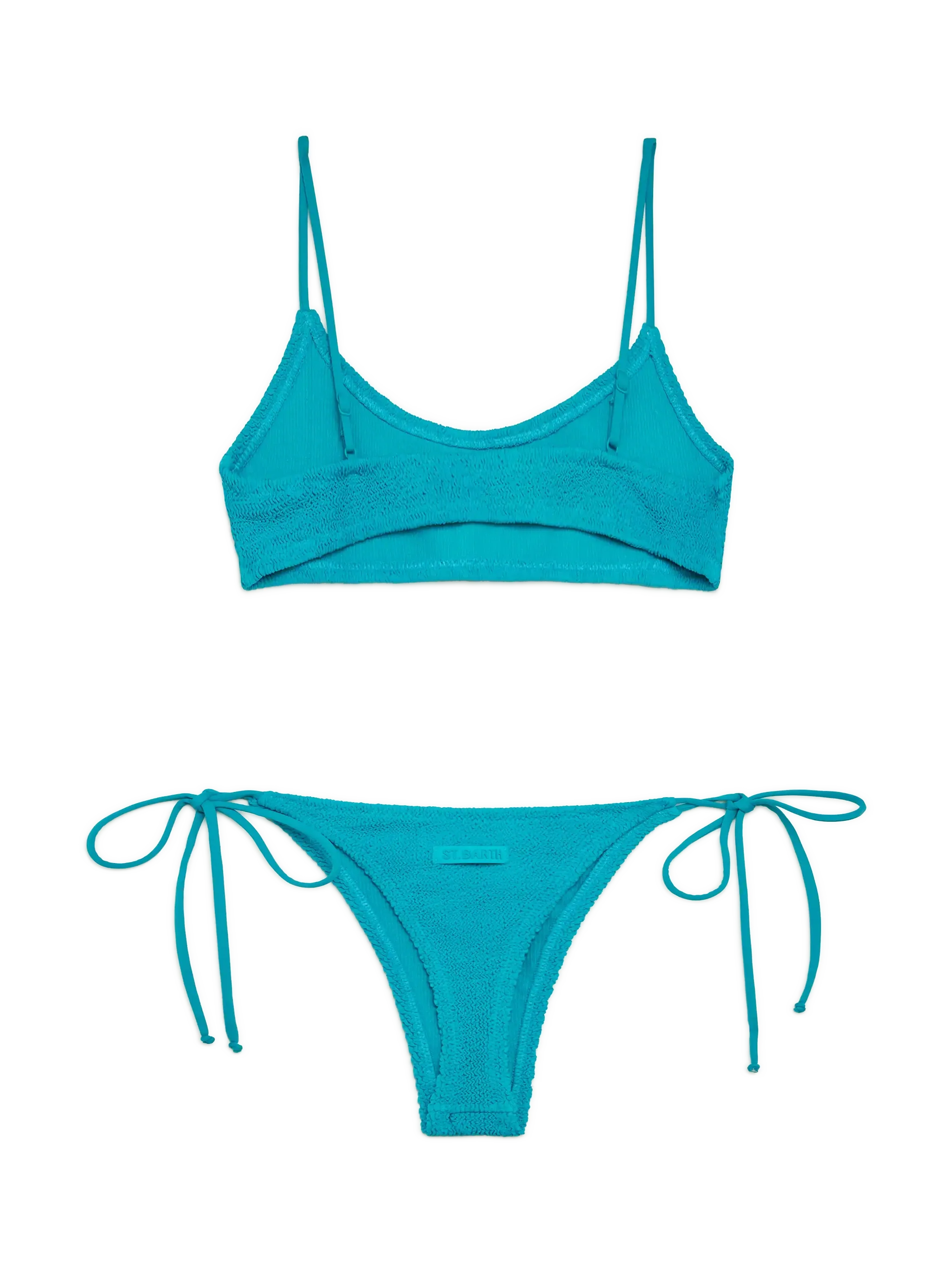 Bikini crinkle a bralette Jusy Norah in verde ottanio - Image 3