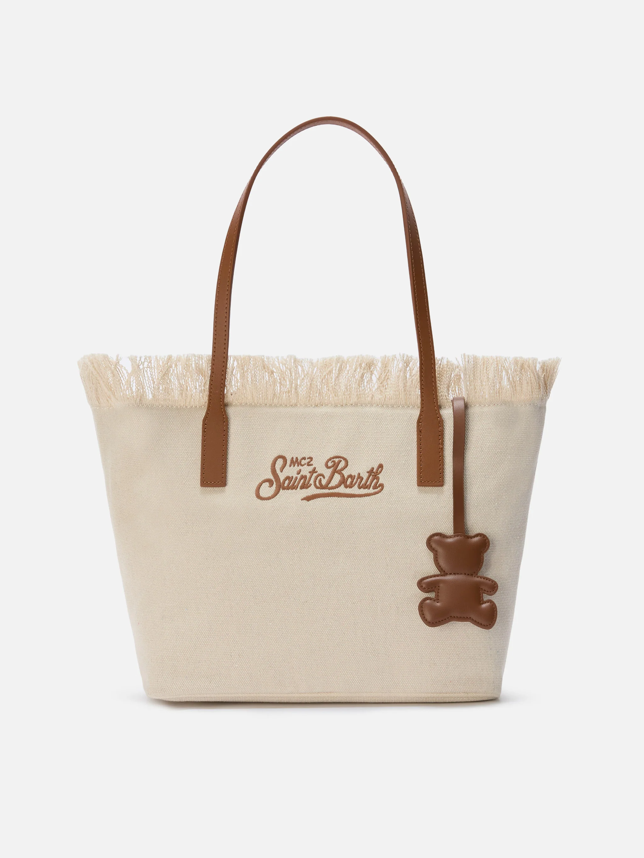 Bag charm a forma di orsetto in pelle liscia con targhetta logo - Image 2