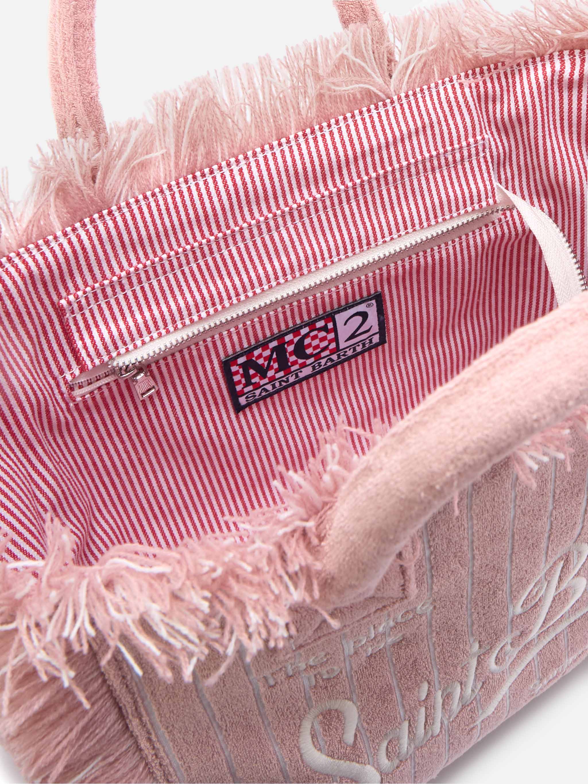Borsa Colette in tessuto effetto spugnaa righe rosa - Image 5