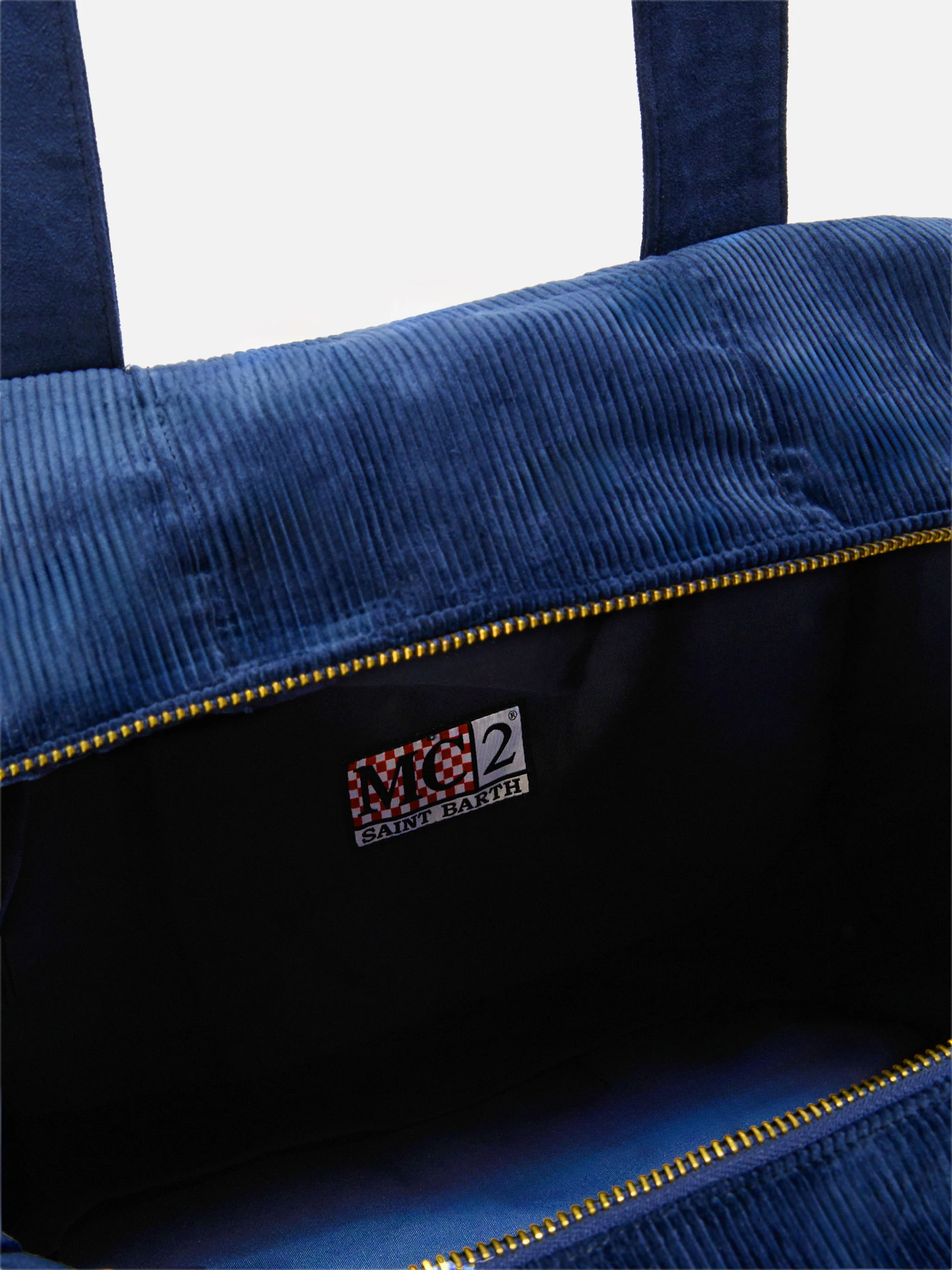 Borsone da viaggio Travel Bag Corduroy in velluto a coste blu e suede - Image 5