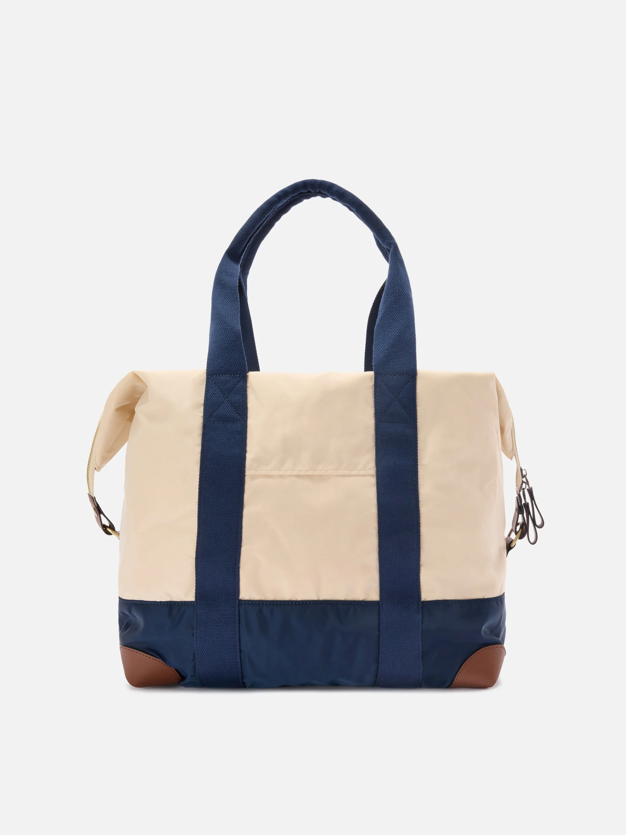 Borsone Travel Bag in nylon panna e blu con logo ricamato - Image 3