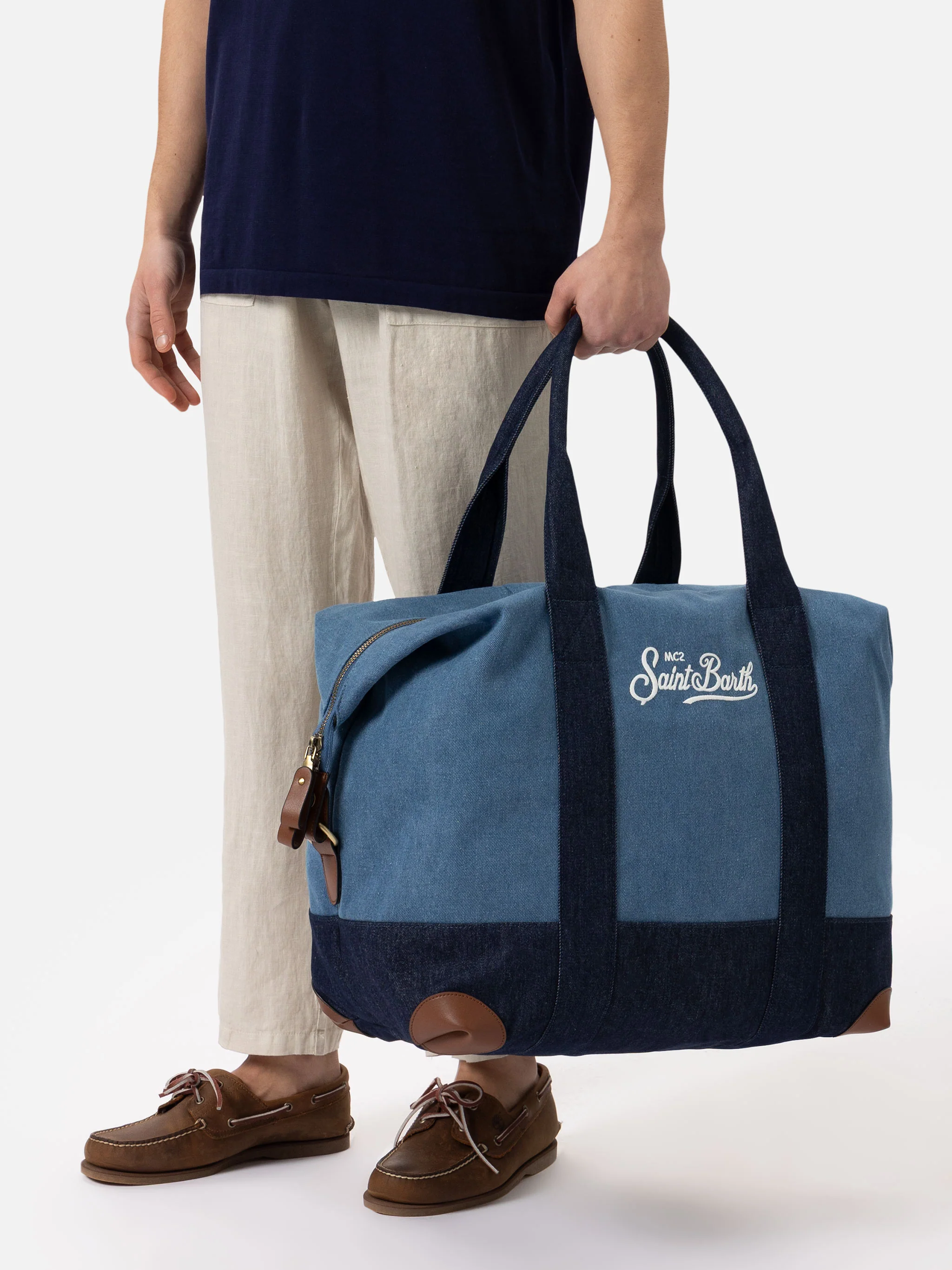 Travel Duffel Bag in denim - Image 2