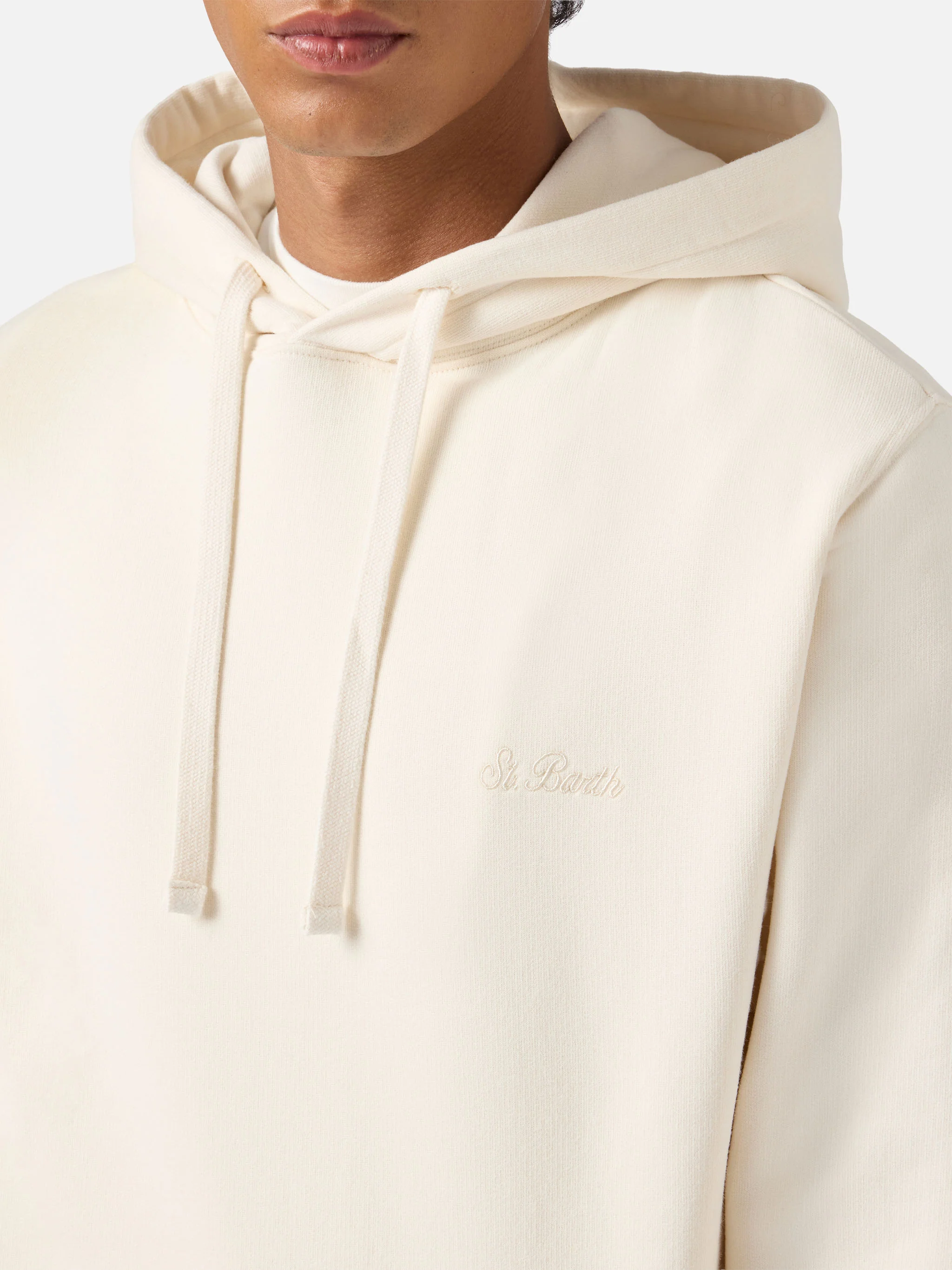 Felpa Tribeca in cotone crema con cappuccio e ricamo St. Barth - Image 2