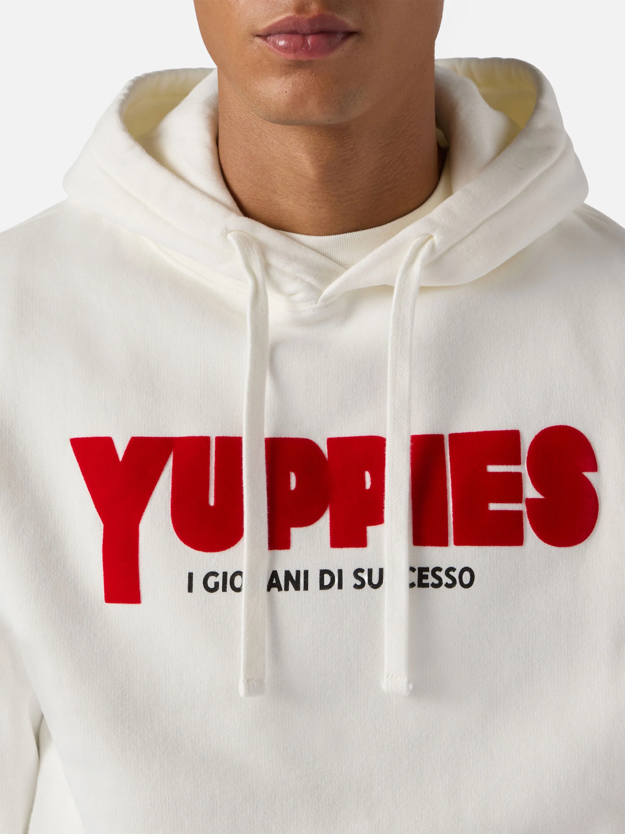 Felpa Tribeca in cotone bianco con cappuccio e stampa flock Yuppies | YUPPIES SPECIAL EDITION - Image 2