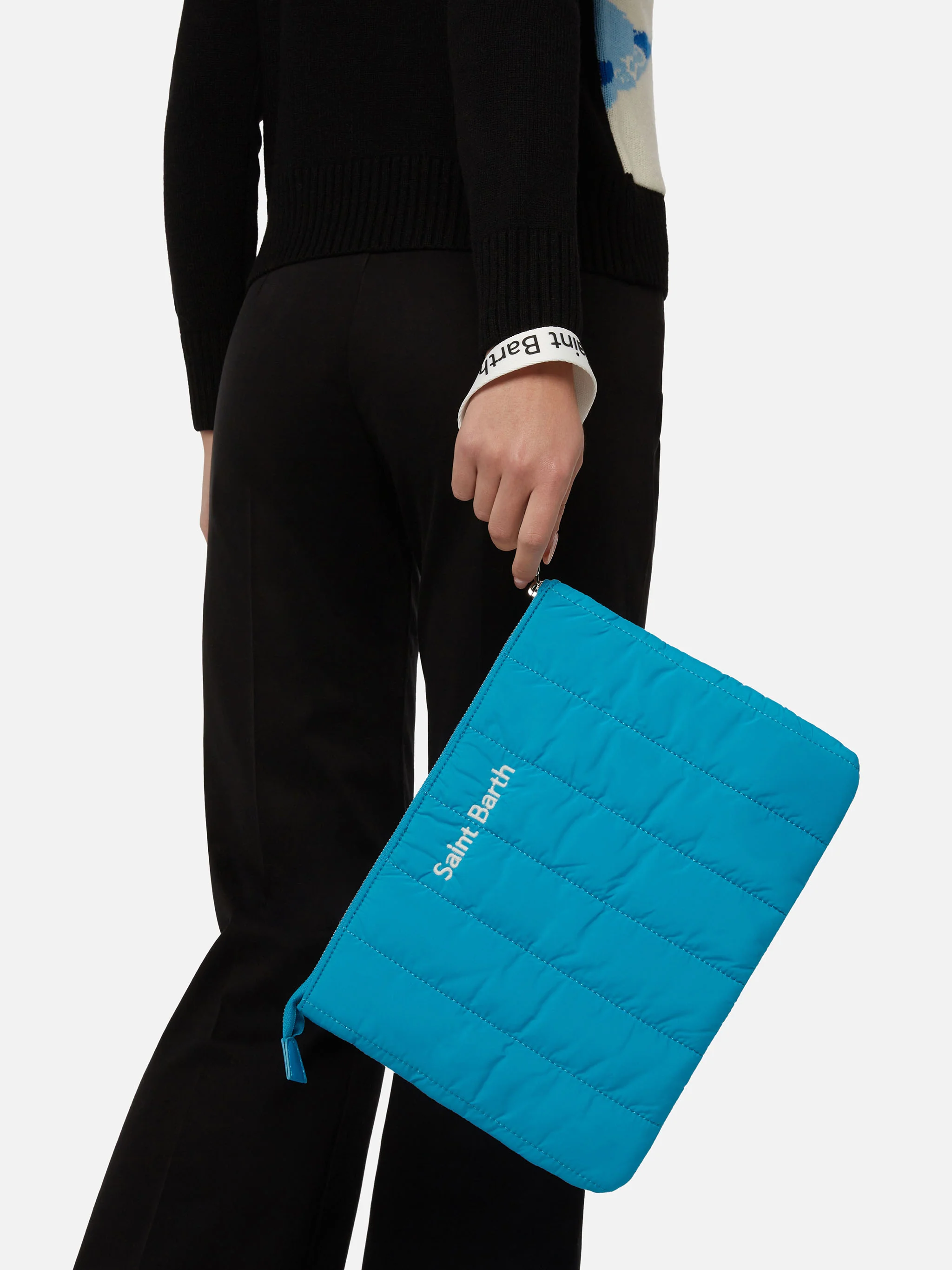 Pochette Puffer trapuntata turchese - Image 2