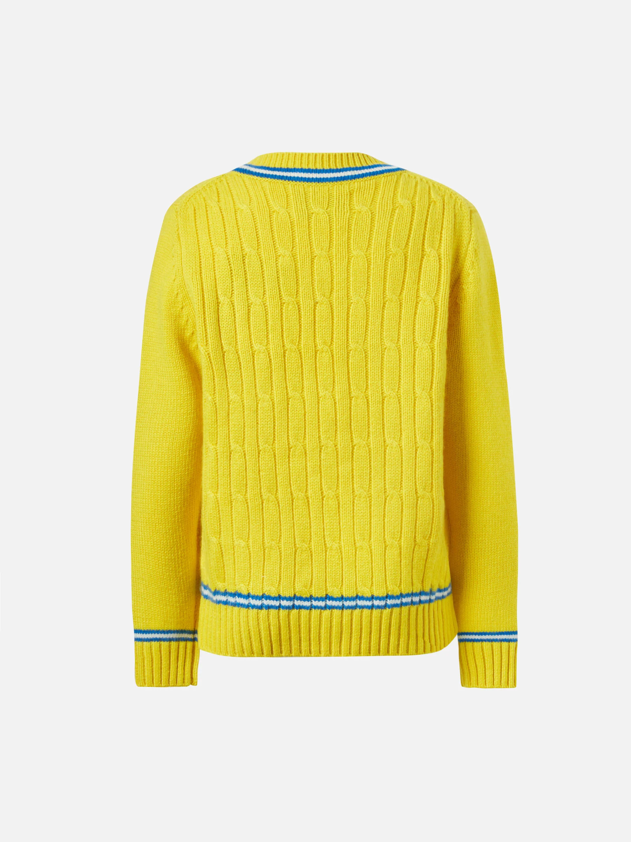 Maglione a trecce con scollo a V Roger Jr con patch SB - Image 3