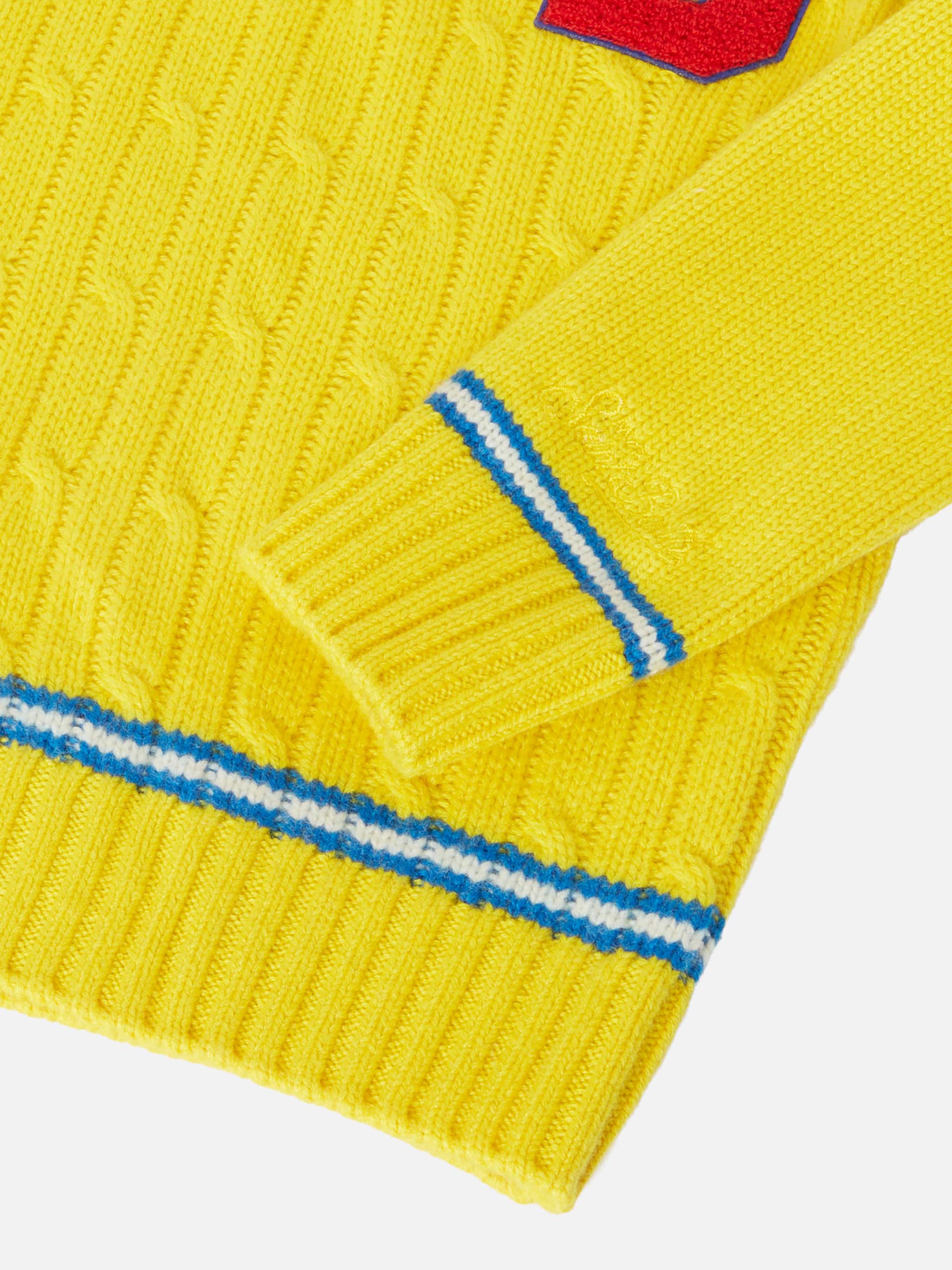 Maglione a trecce con scollo a V Roger Jr con patch SB - Image 4