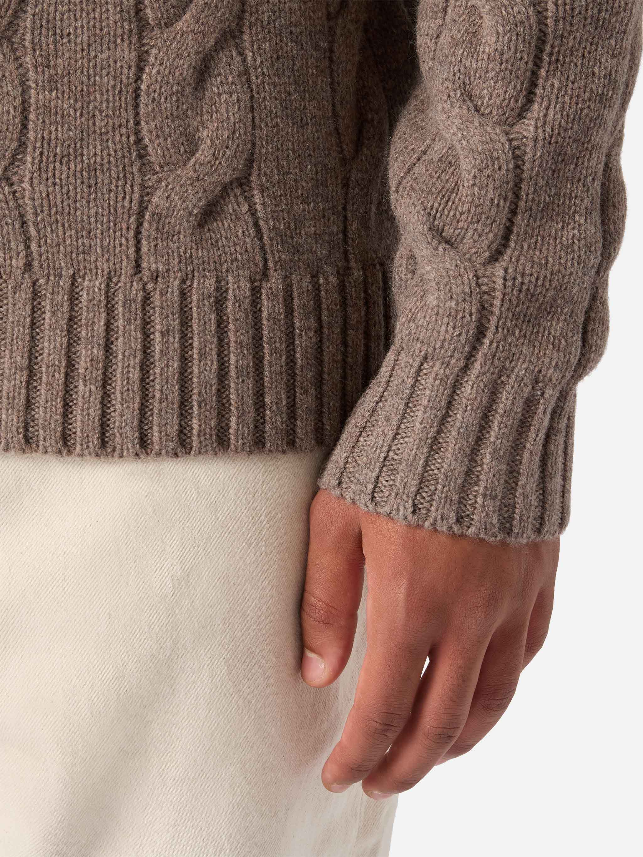 Pullover a collo alto Valdez in pura lana nocciola - Image 3