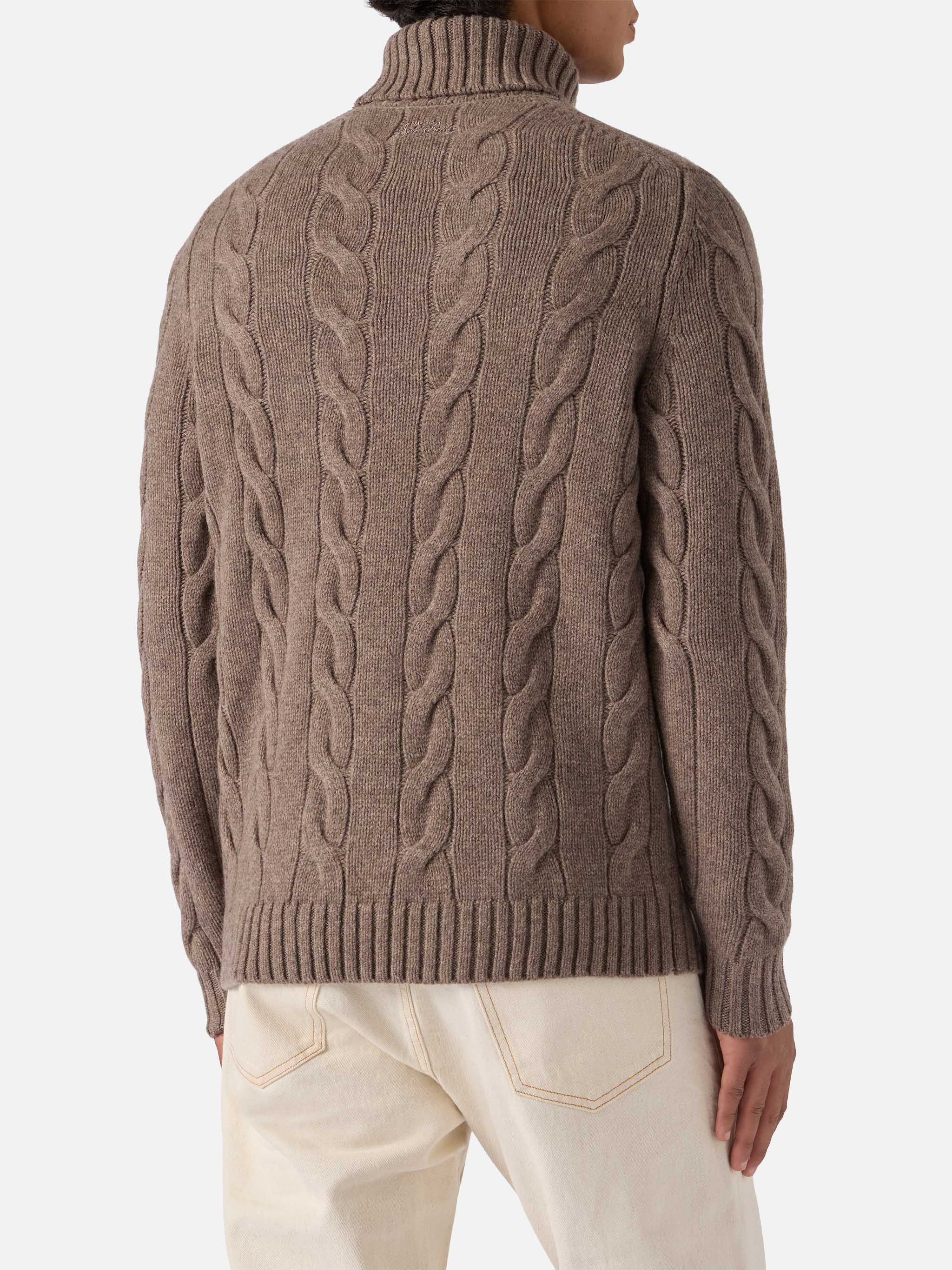 Pullover a collo alto Valdez in pura lana nocciola - Image 4