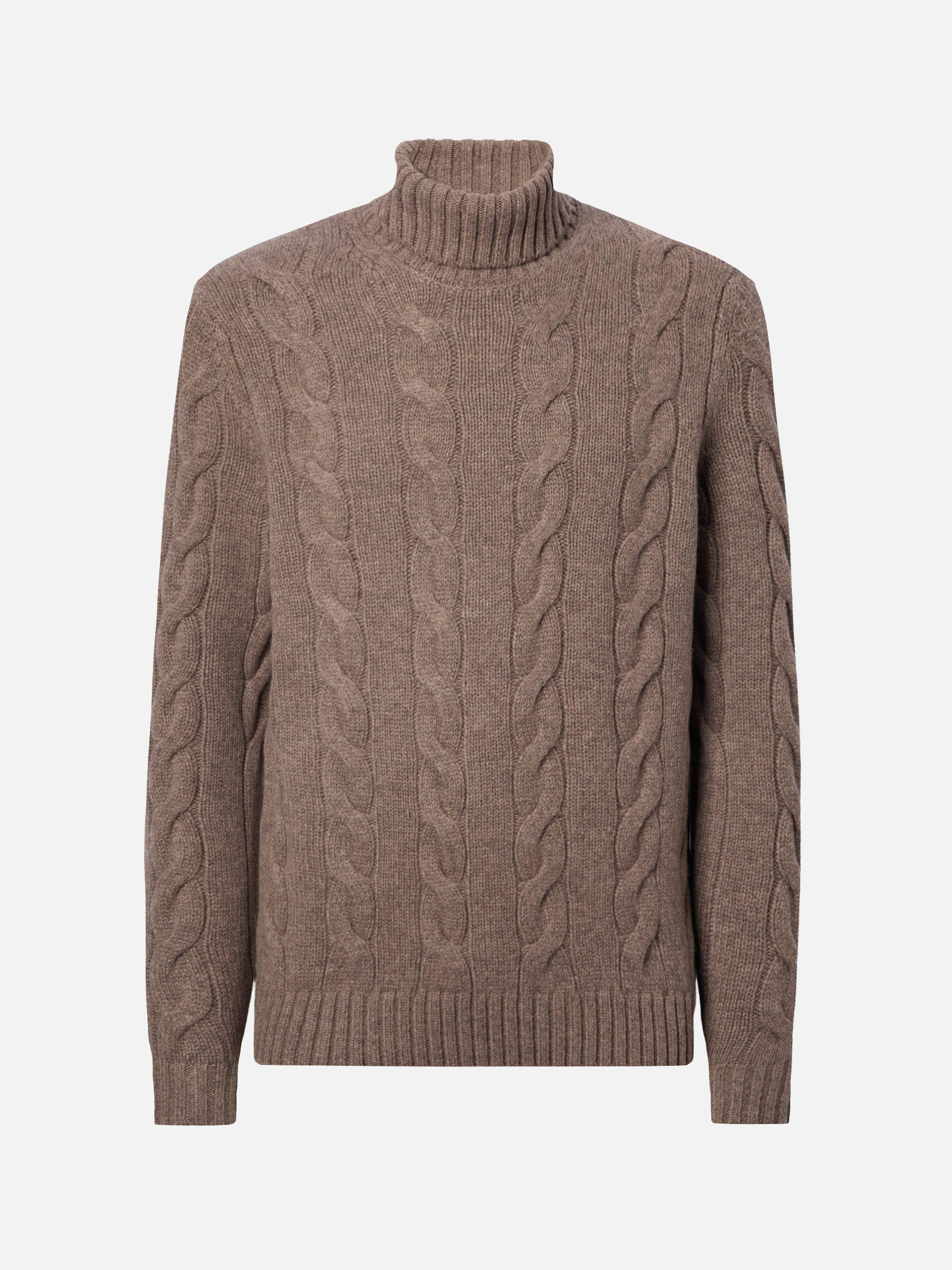 Pullover a collo alto Valdez in pura lana nocciola - Image 6