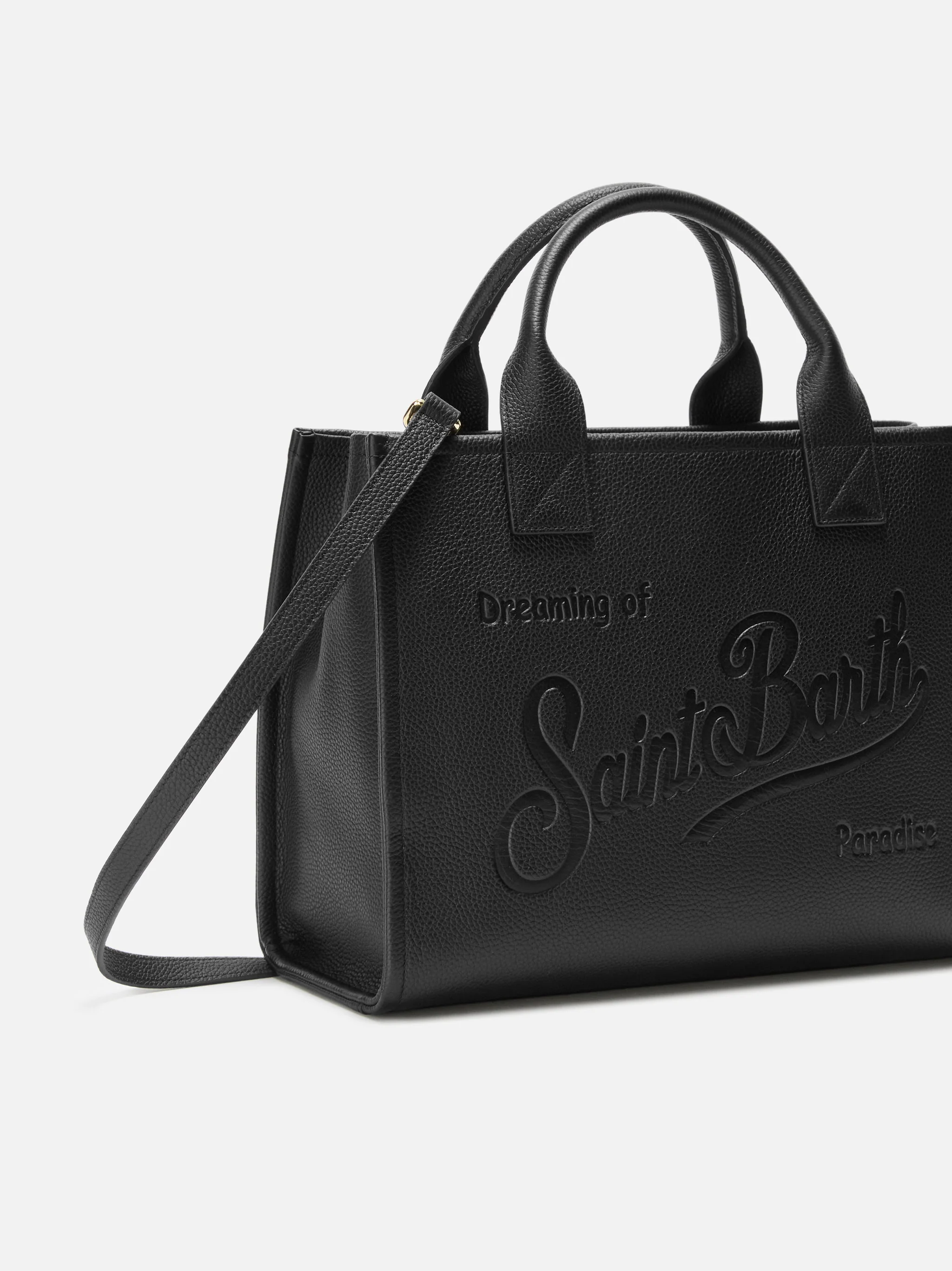 Borsa a spalla Vanity Bag Large in pelle martellata nero - Image 3