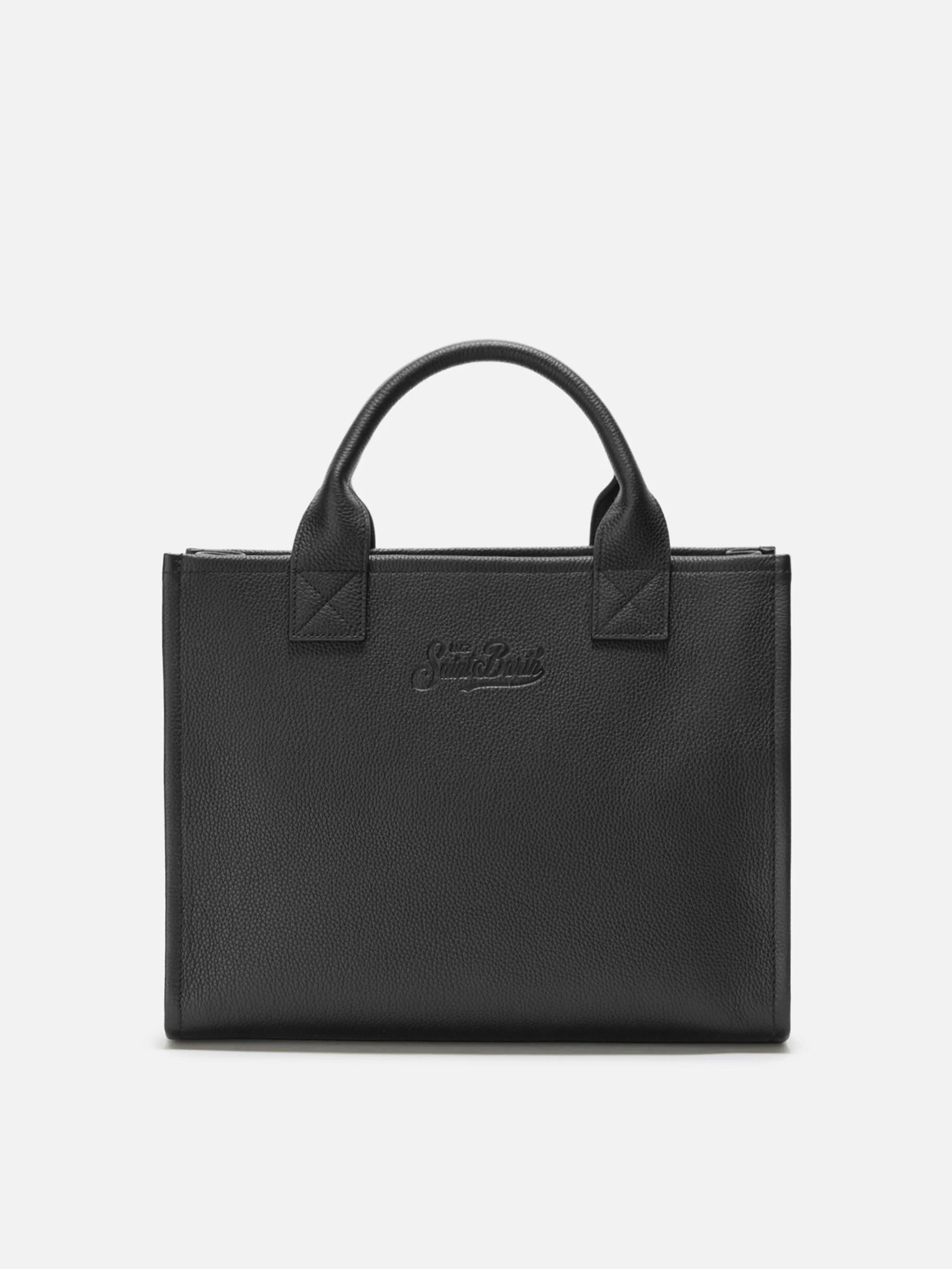Borsa a spalla Vanity Bag Large in pelle martellata nero - Image 4