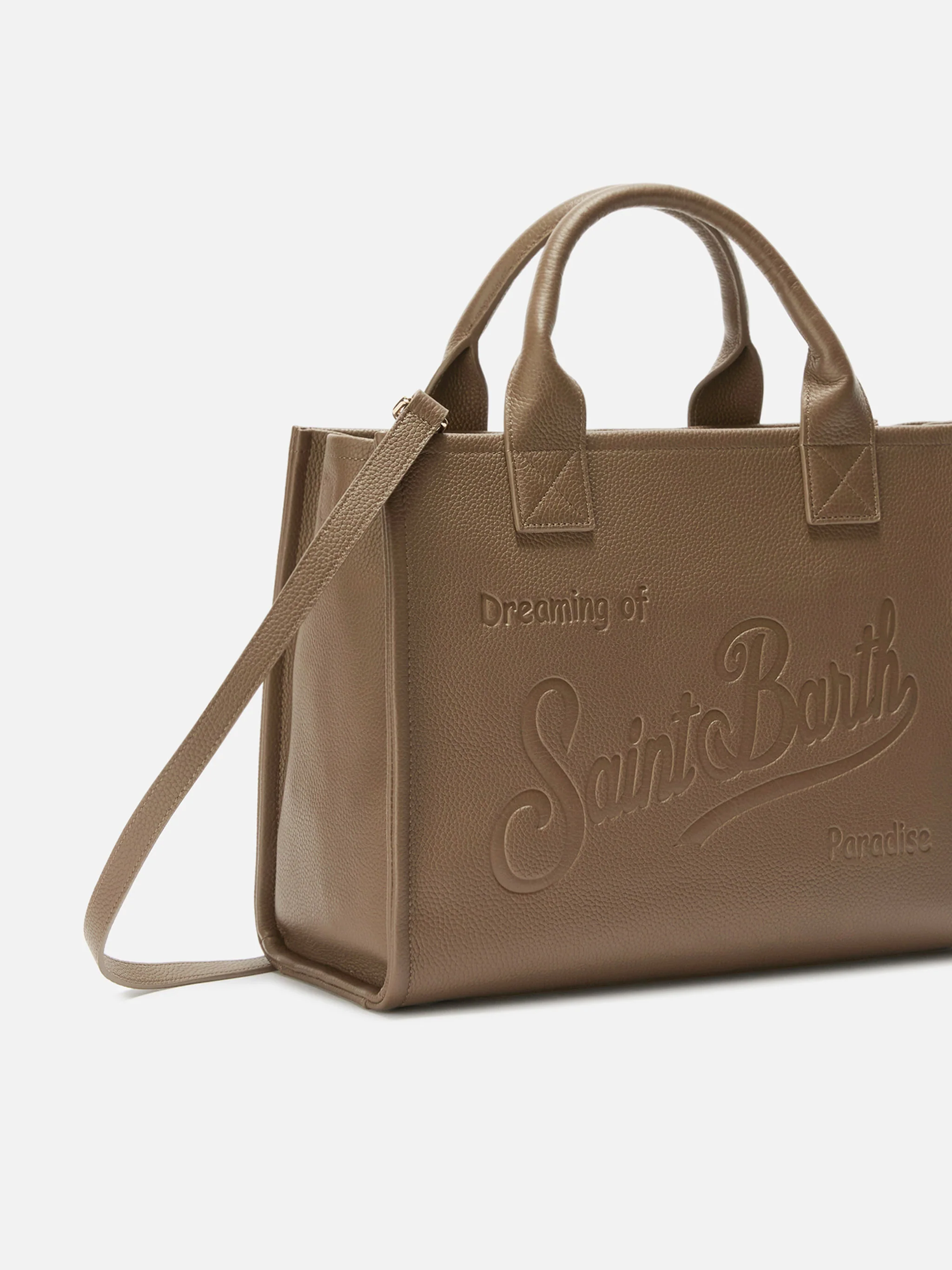 Borsa a spalla Vanity Bag Large in pelle martellata marrone - Image 3